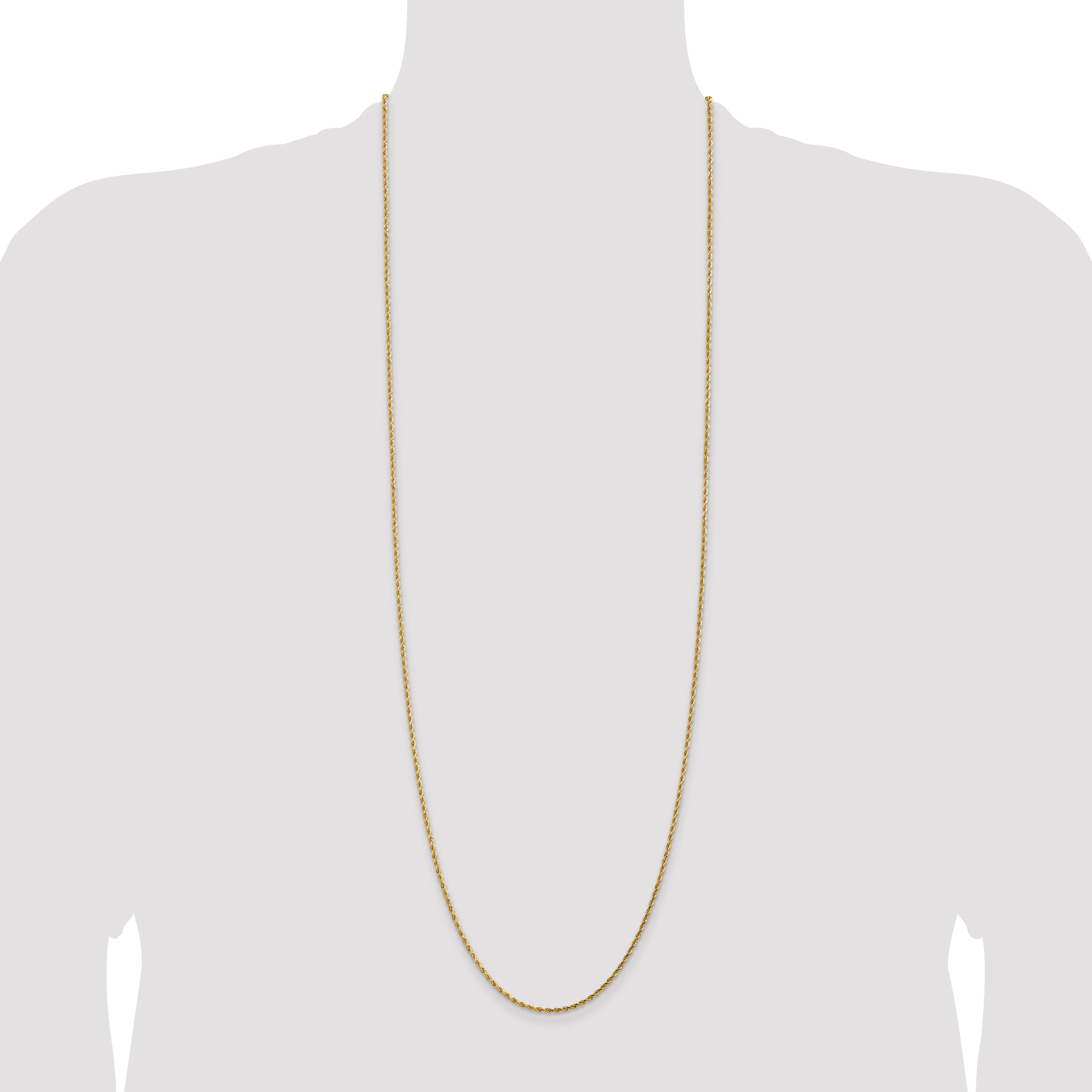 14K 36 inch 1.75mm Diamond-cut Rope with Lobster Clasp Chain