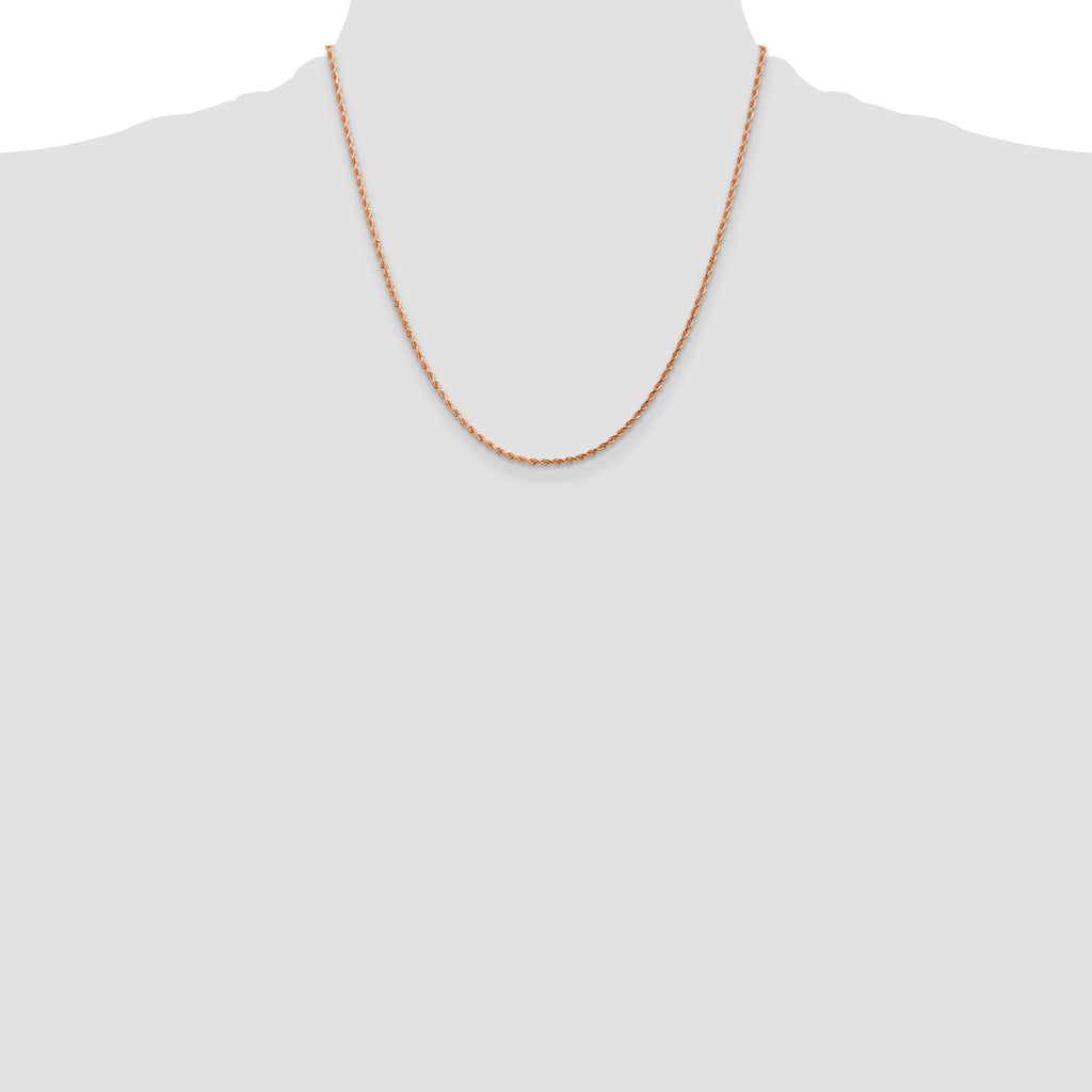 14K Rose Gold 20 inch 1.75mm Diamond-cut Rope with Lobster Clasp Chain