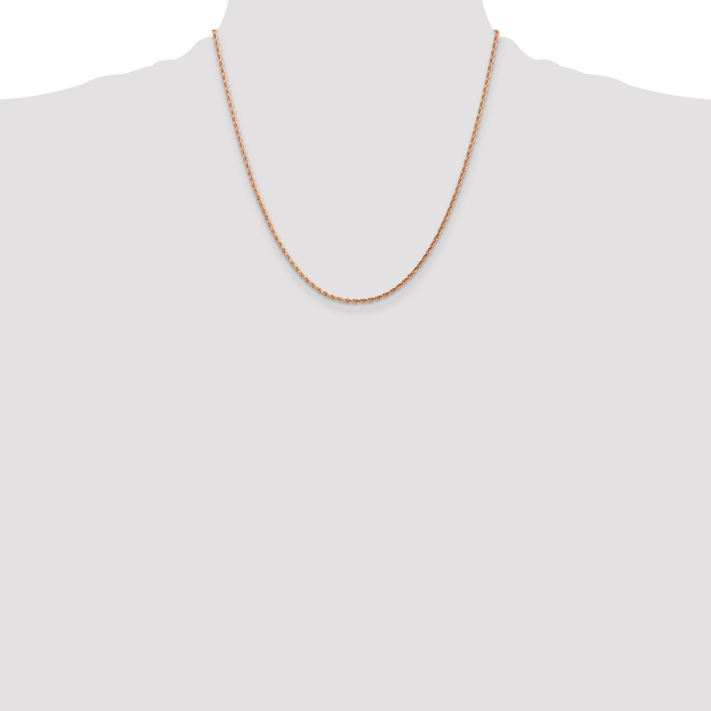 14K Rose Gold 20 inch 1.75mm Diamond-cut Rope with Lobster Clasp Chain