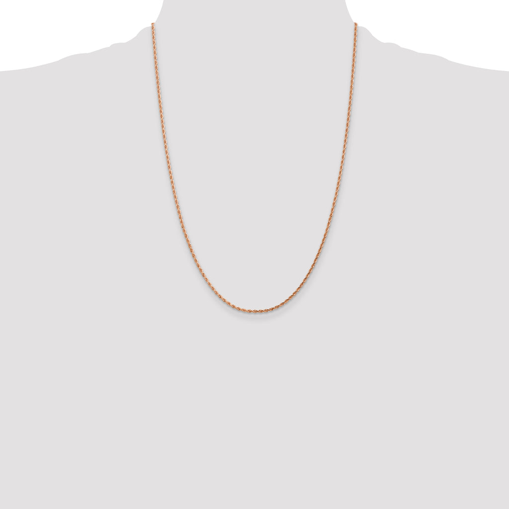 14K Rose Gold 24 inch 1.75mm Diamond-cut Rope with Lobster Clasp Chain