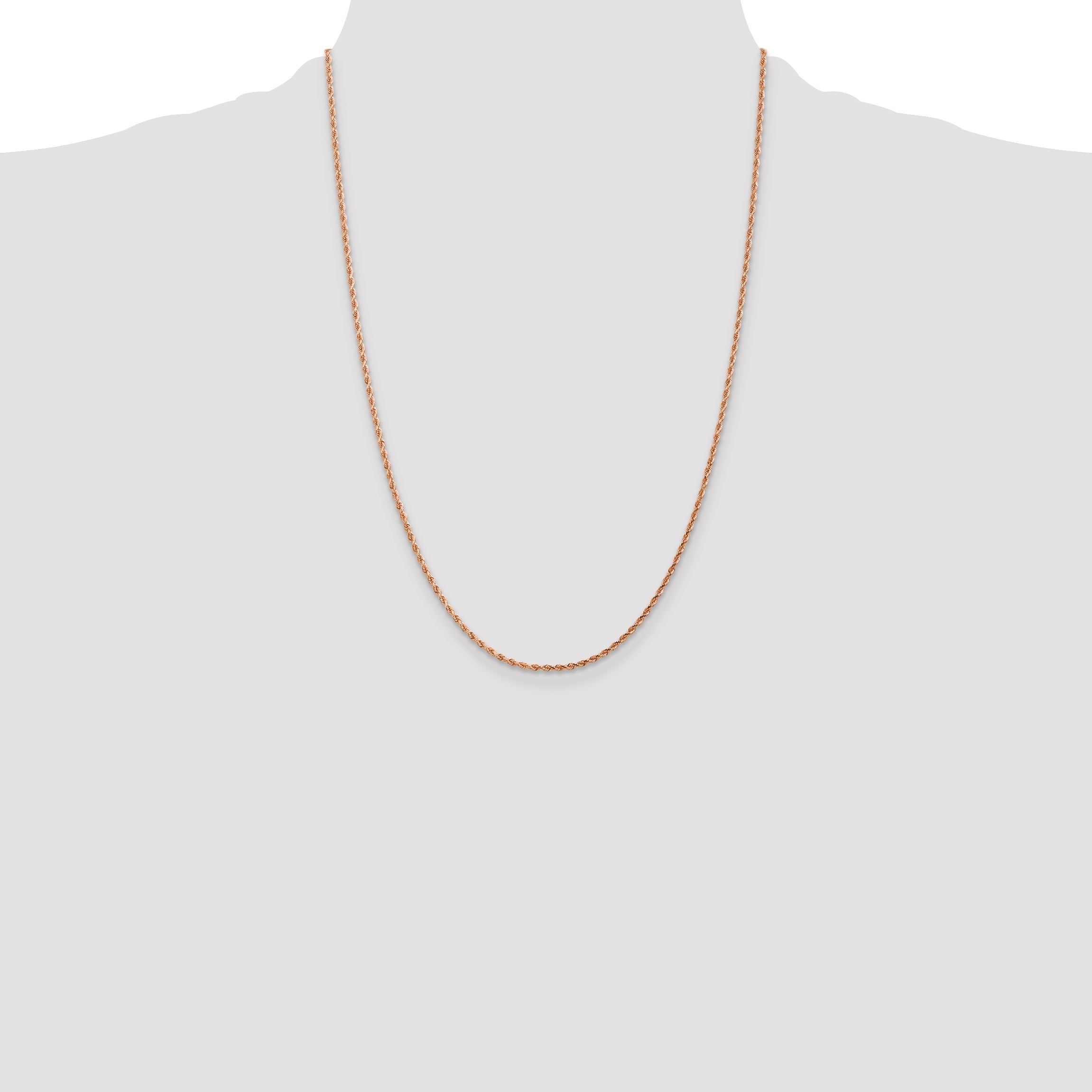 14K Rose Gold 24 inch 1.75mm Diamond-cut Rope with Lobster Clasp Chain
