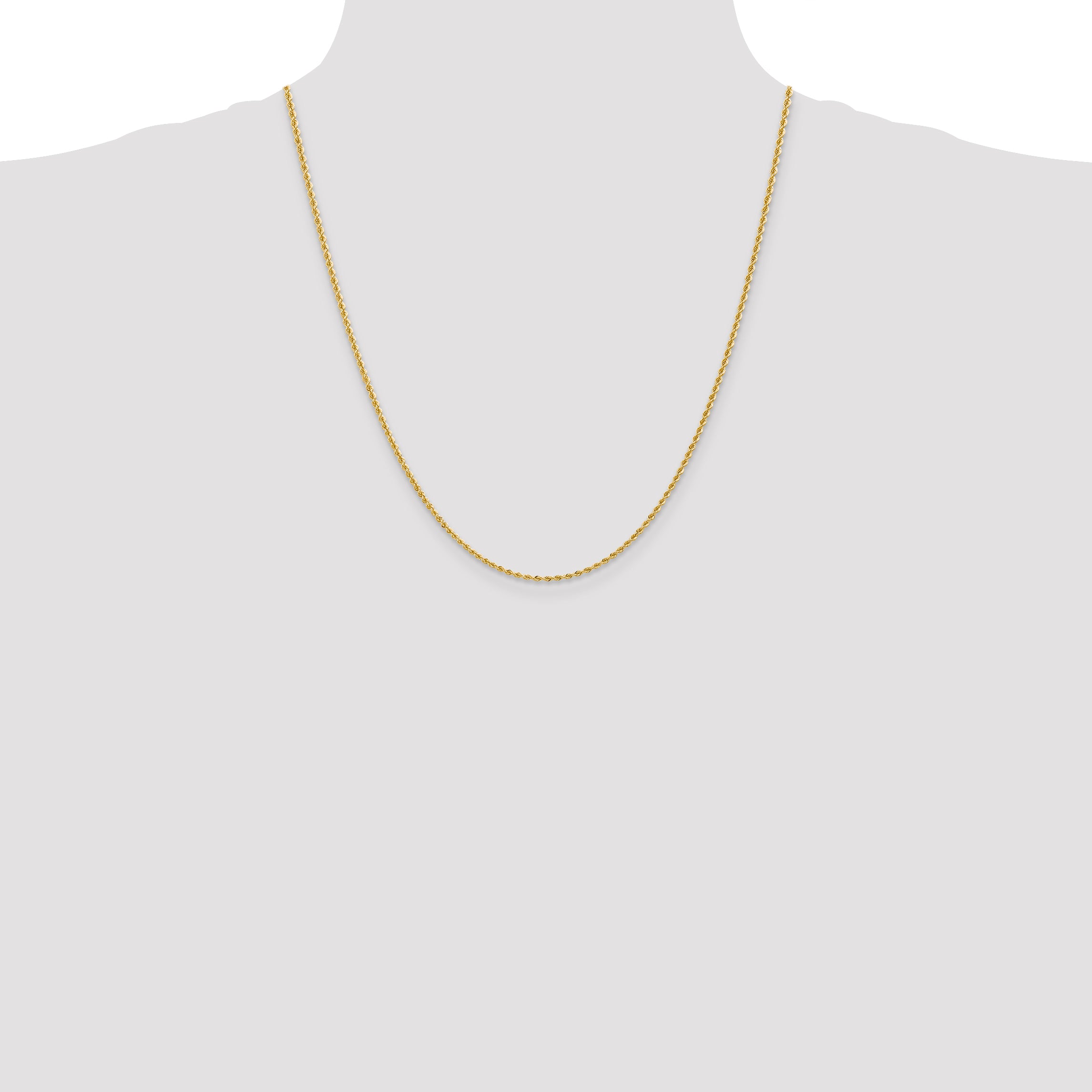 14K 22 inch 2mm Regular Rope with Lobster Clasp Chain