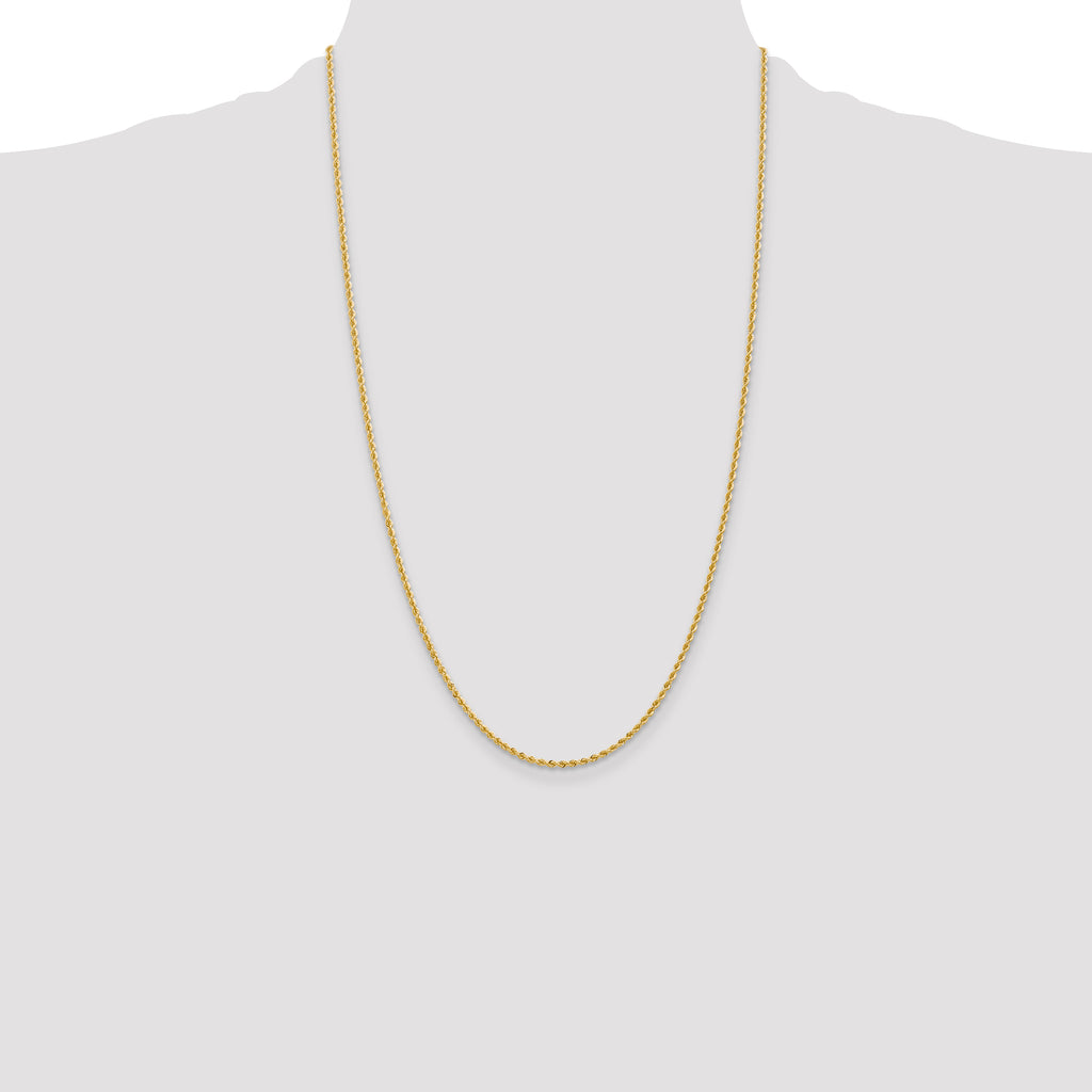 14K 26 inch 2mm Regular Rope with Lobster Clasp Chain