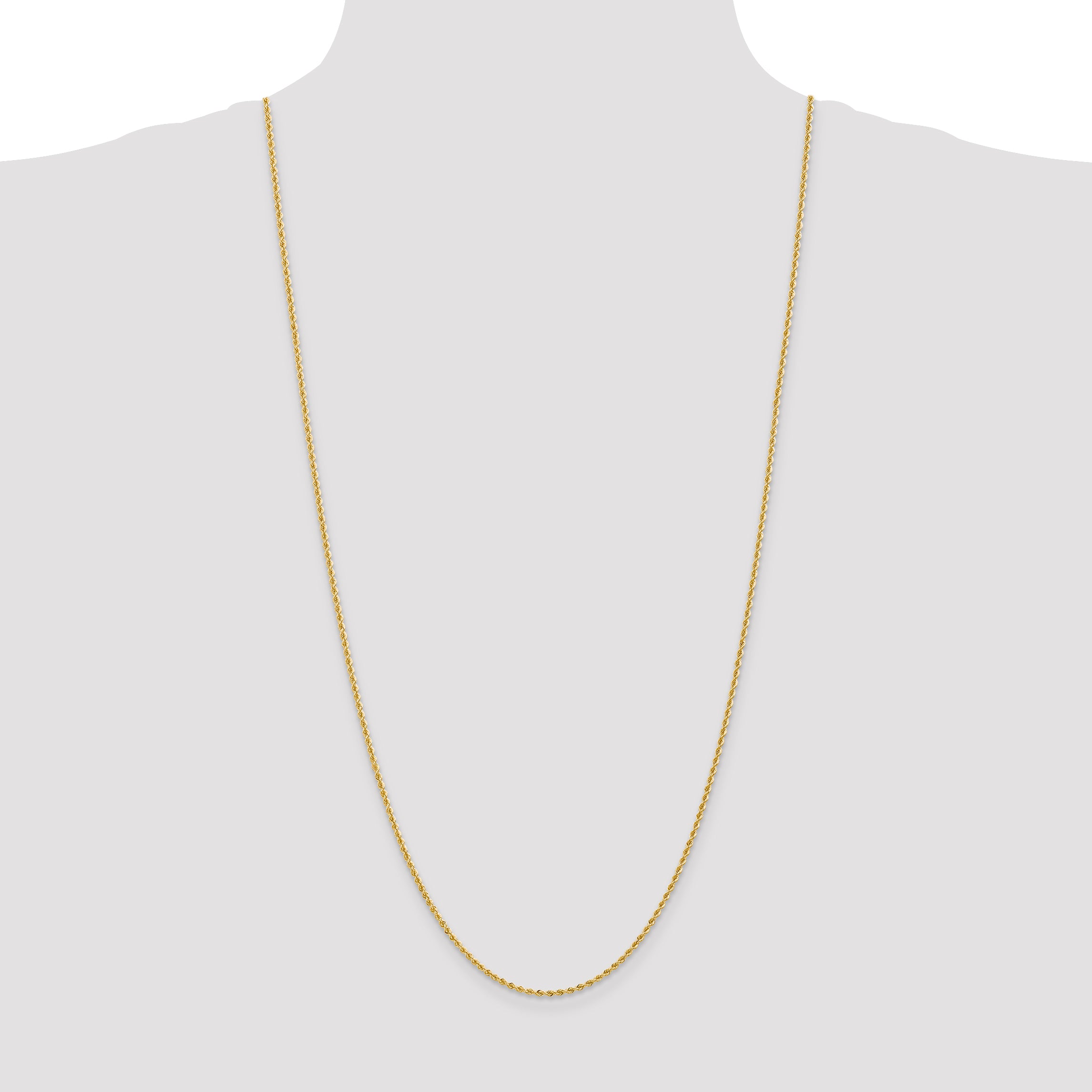 14K 30 inch 2mm Regular Rope with Lobster Clasp Chain