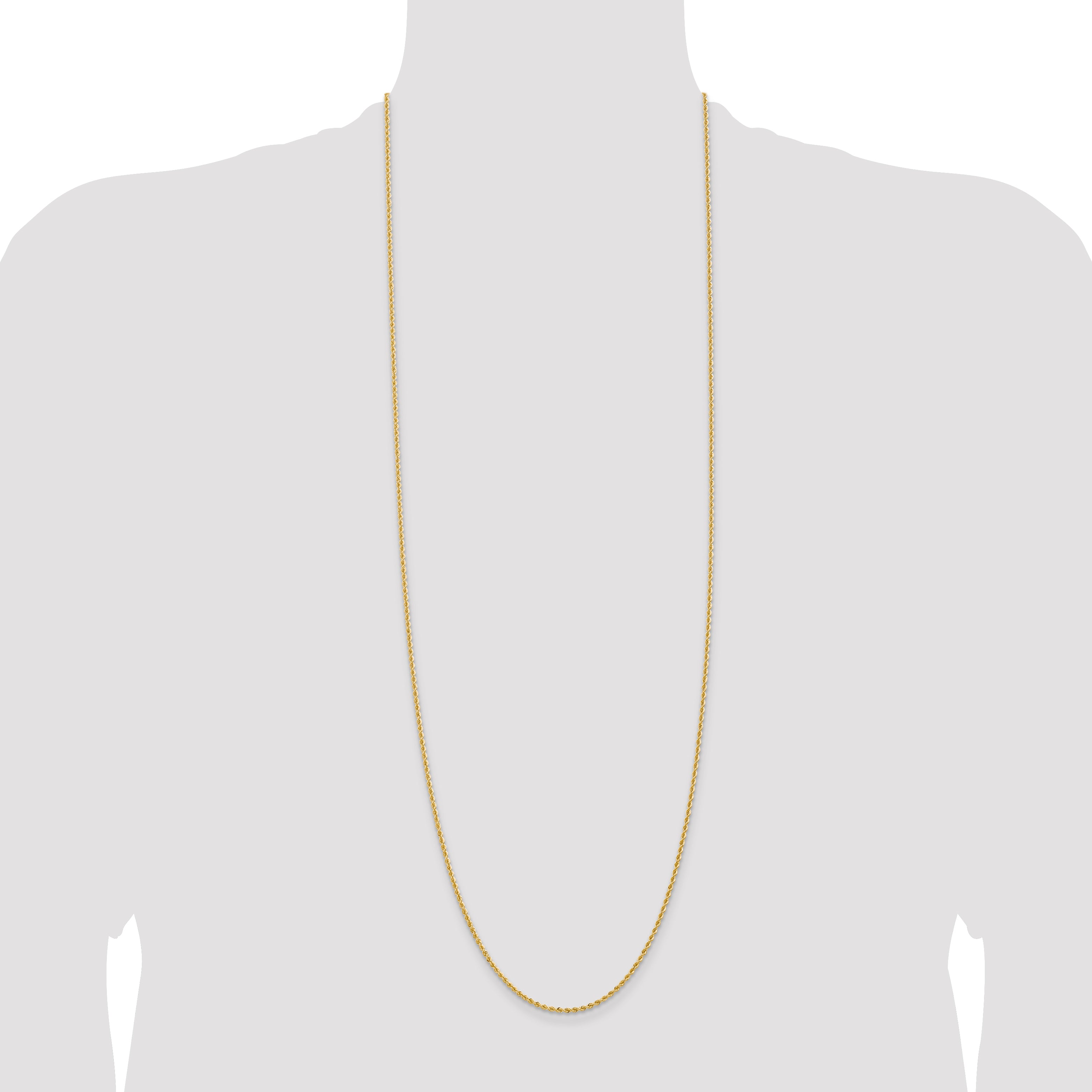 14K 36 inch 2mm Regular Rope with Lobster Clasp Chain
