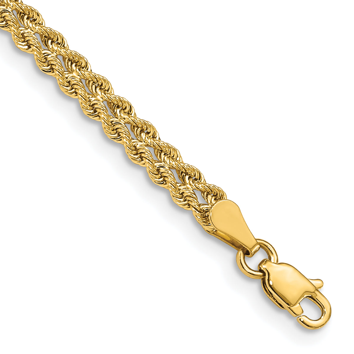 14k 3.75mm Wide Double Strand Rope 8 inch Bracelet