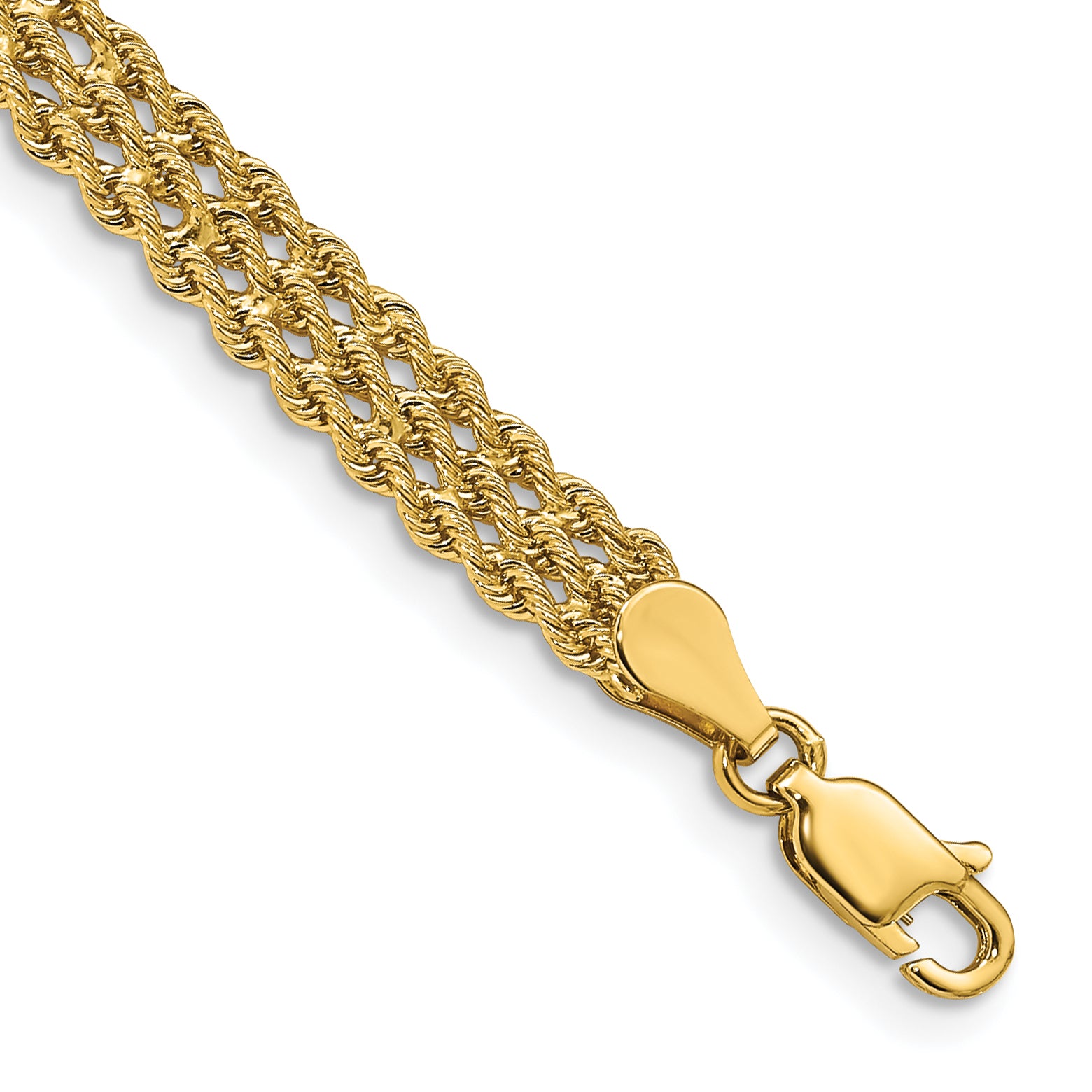 14k 5.5mm Wide Triple Strand Rope 8 inch Bracelet Main image