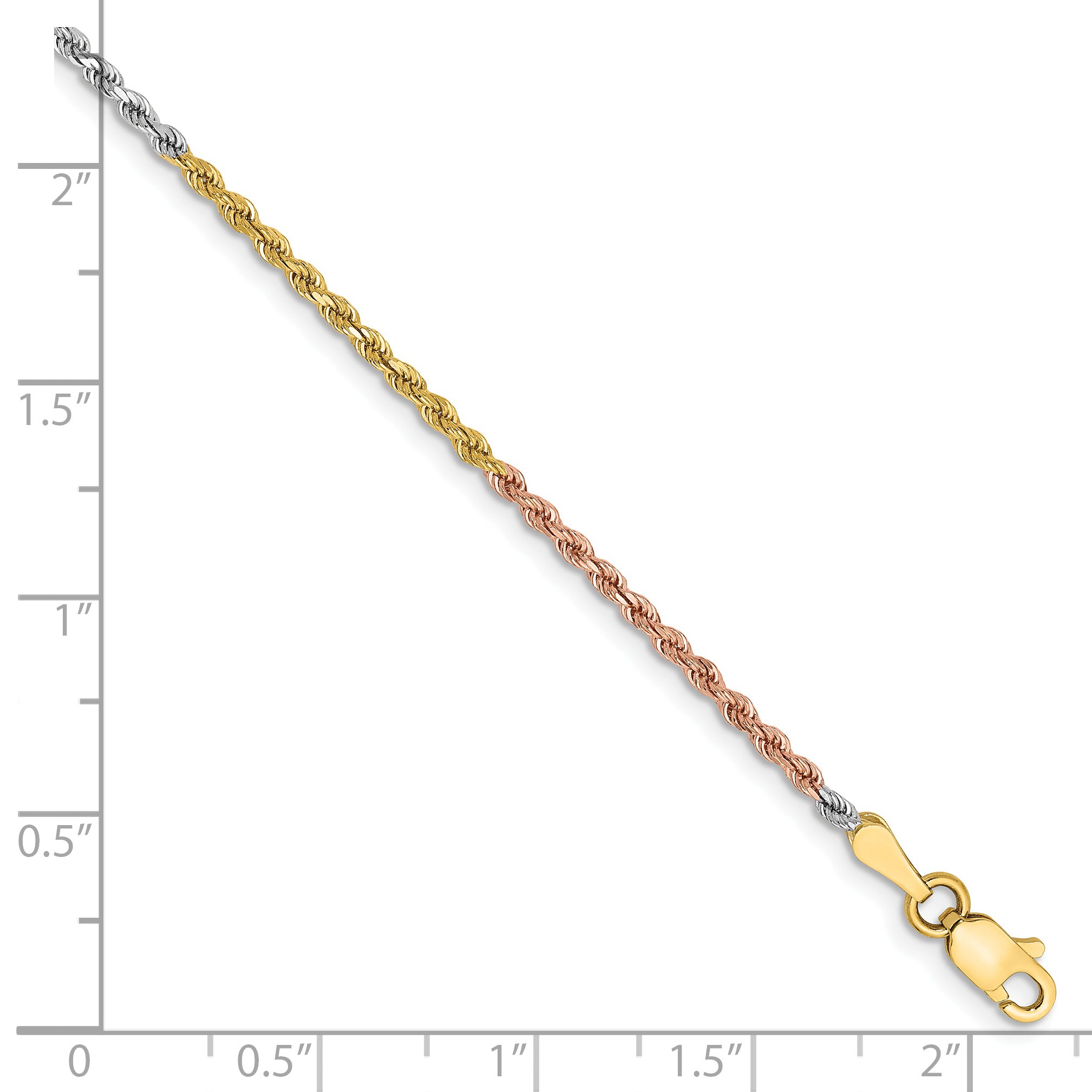 Diamond-Cut Rope Chain in 14K Tri-Color Gold, 1.75mm Secondary image
