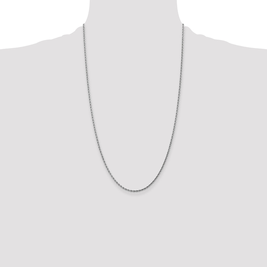 10K White Gold 1.75mm Rope Chain - view 4
