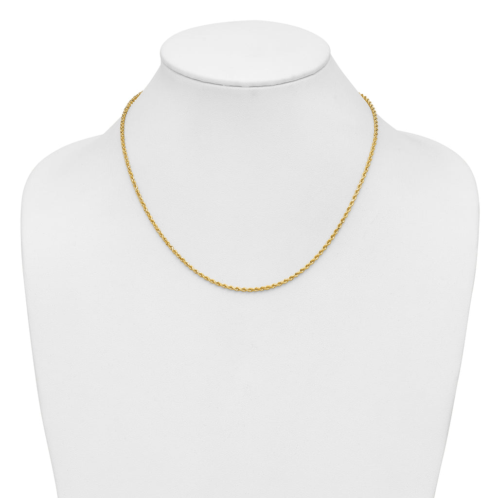 14K 18 inch 2mm Diamond-cut Rope with Lobster Clasp Chain