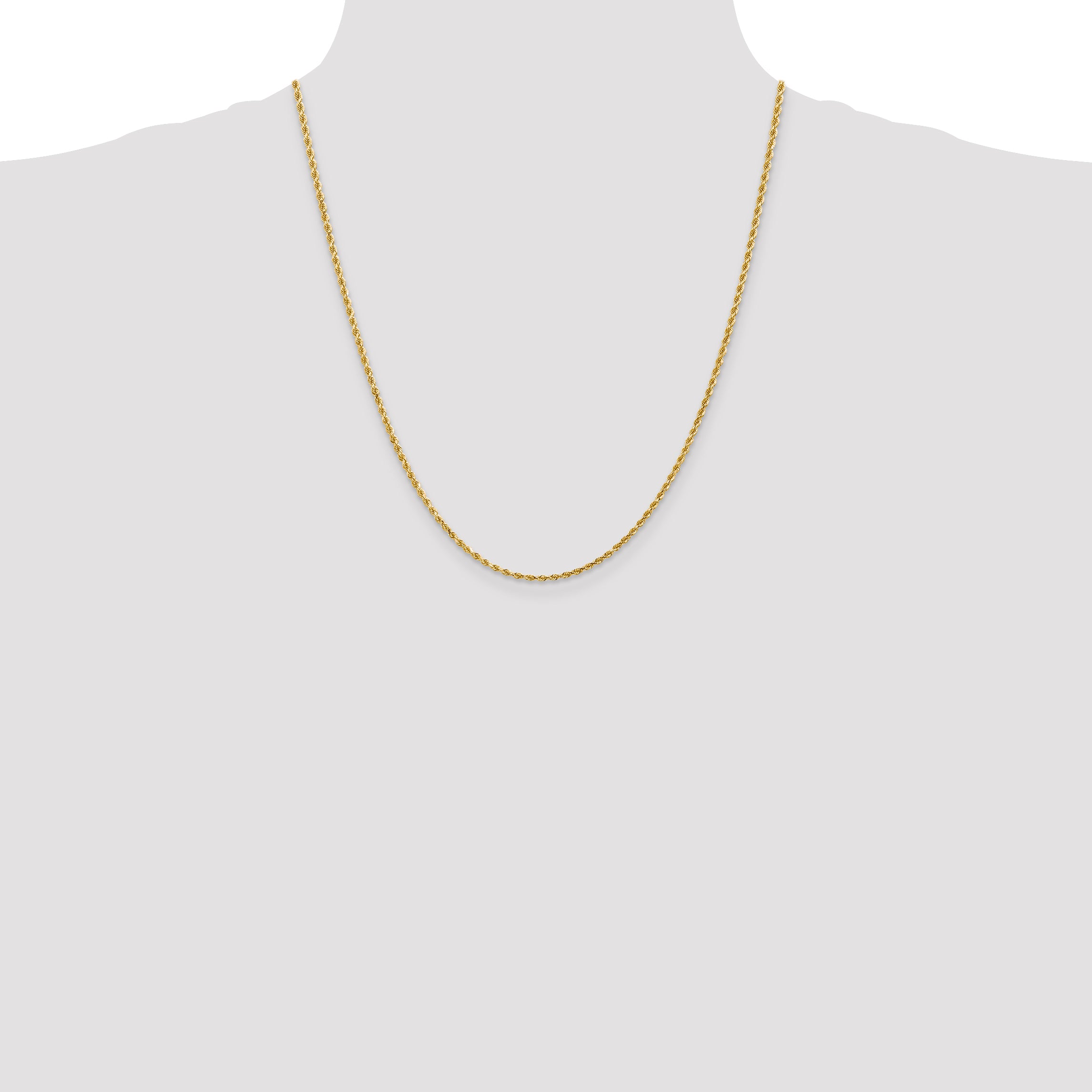 14K 22 inch 2mm Diamond-cut Rope with Lobster Clasp Chain