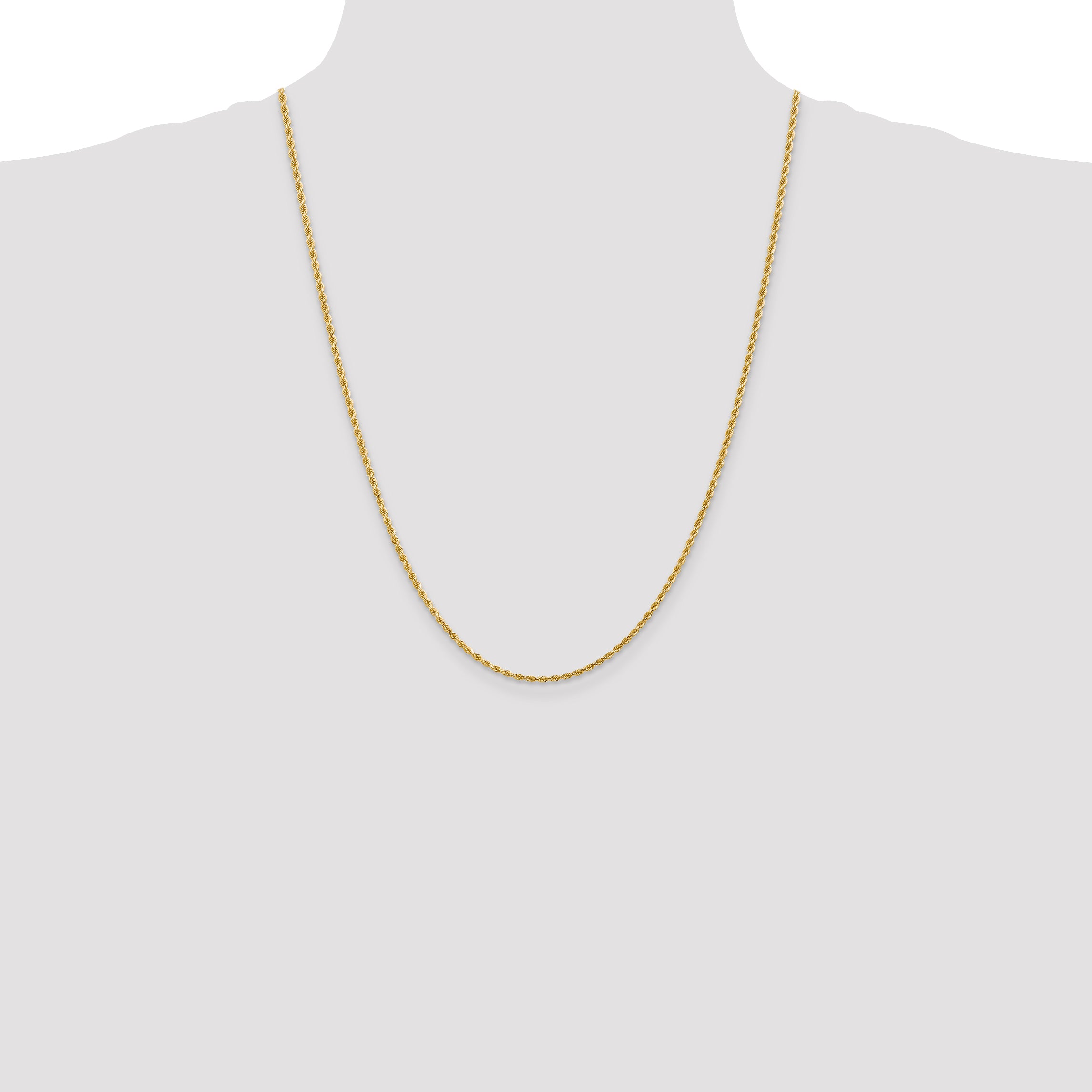 14K 24 inch 2mm Diamond-cut Rope with Lobster Clasp Chain