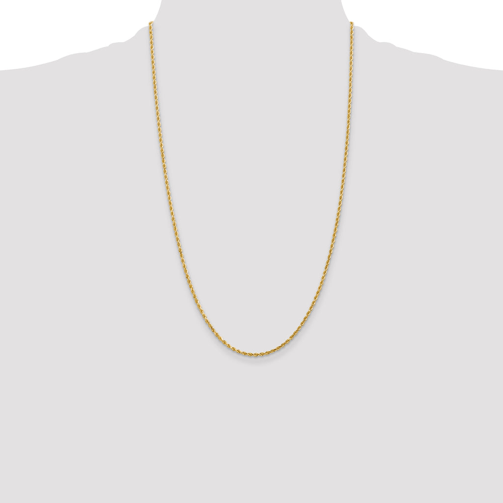 14K 26 inch 2mm Diamond-cut Rope with Lobster Clasp Chain