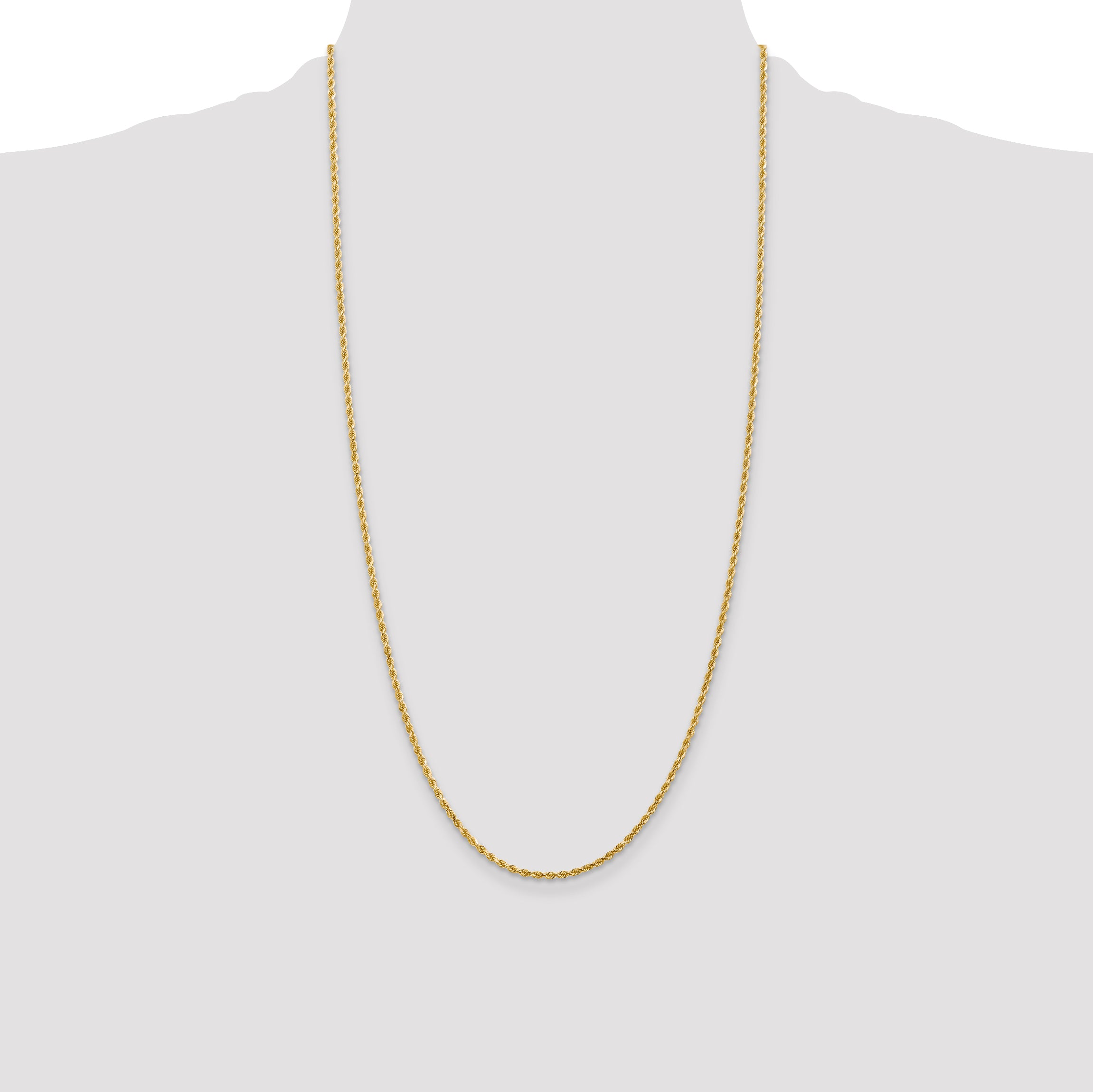 14K 28 inch 2mm Diamond-cut Rope with Lobster Clasp Chain
