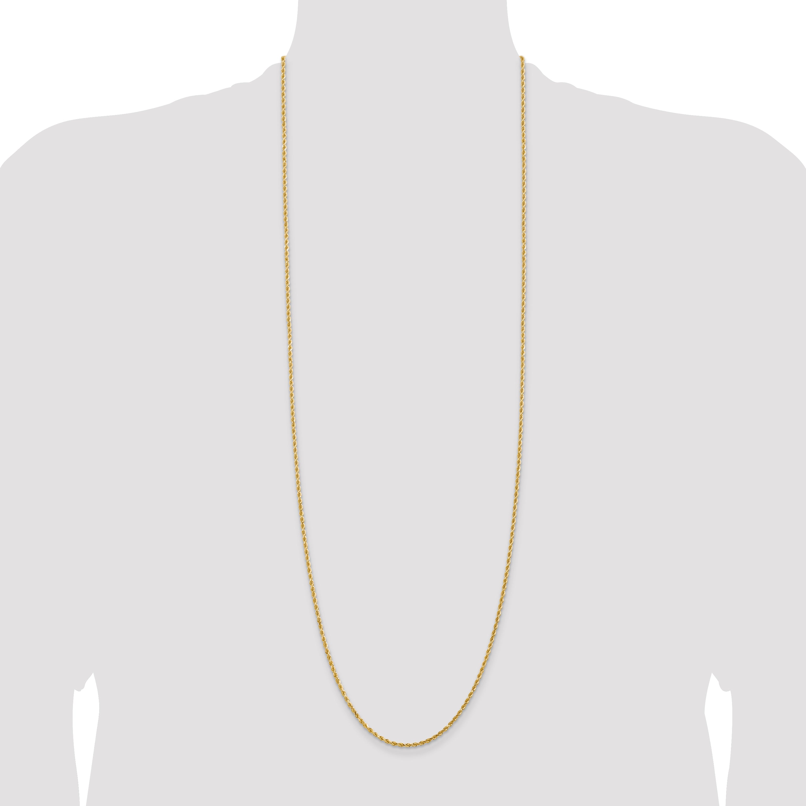 14K 36 inch 2mm Diamond-cut Rope with Lobster Clasp Chain