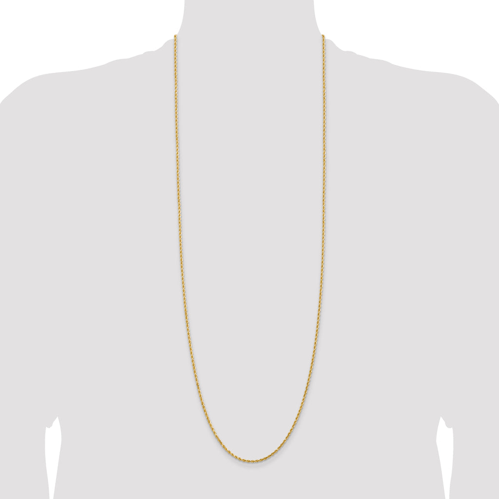 14K 36 inch 2mm Diamond-cut Rope with Lobster Clasp Chain