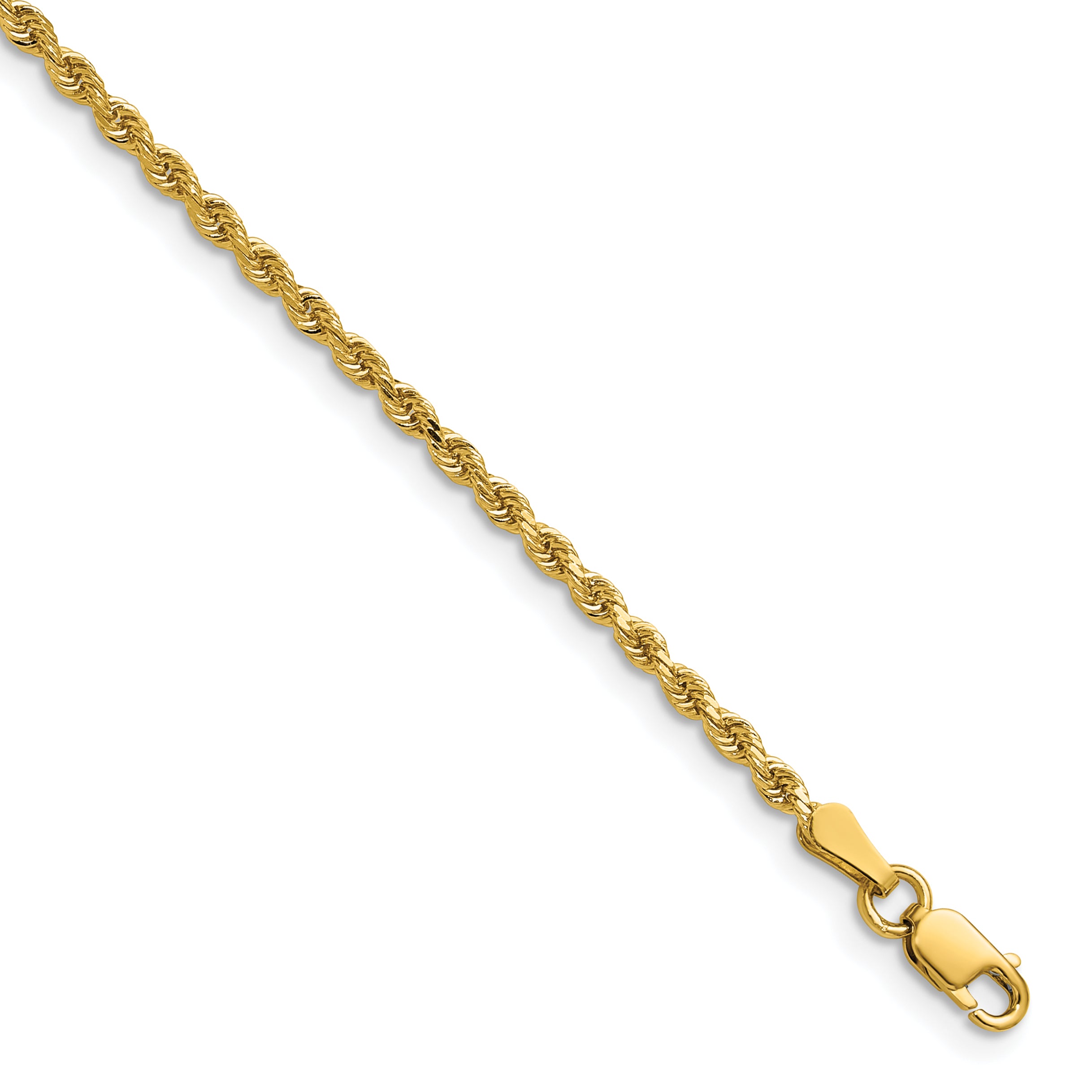 14K 36 inch 2mm Diamond-cut Rope with Lobster Clasp Chain