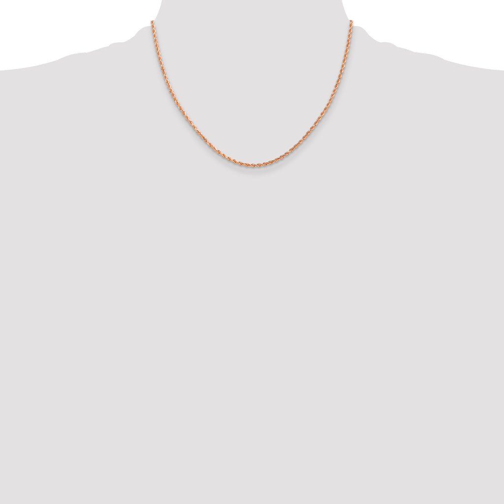 14K Rose Gold 18 inch 2mm Diamond-cut Rope with Lobster Clasp Chain