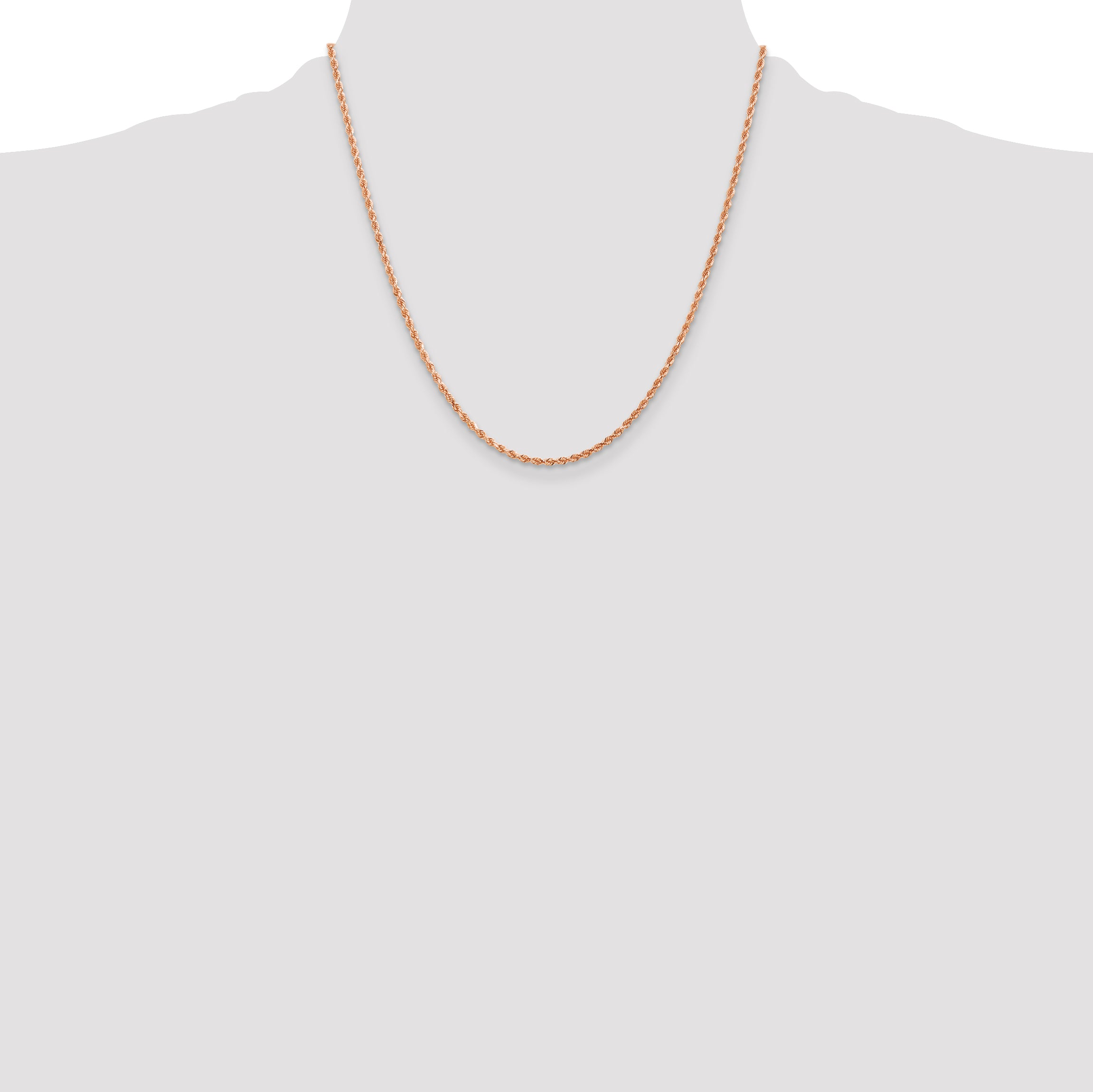 14K Rose Gold 20 inch 2mm Diamond-cut Rope with Lobster Clasp Chain