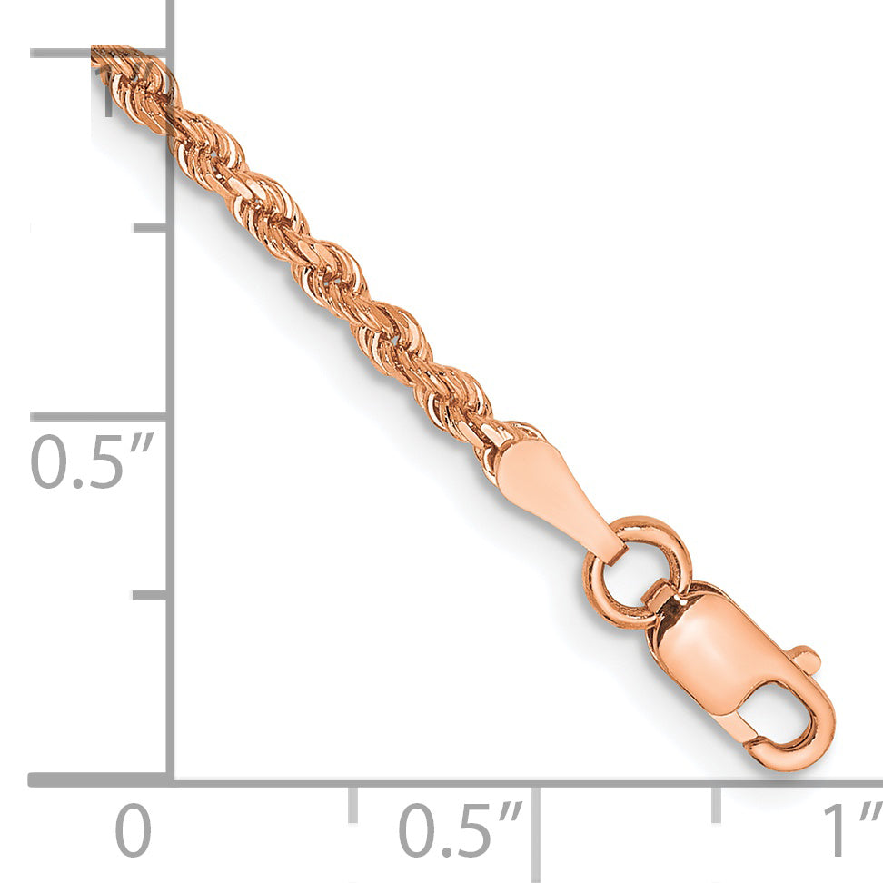 14K Rose Gold 7 inch 2mm Diamond-cut Rope with Lobster Clasp Chain Secondary image