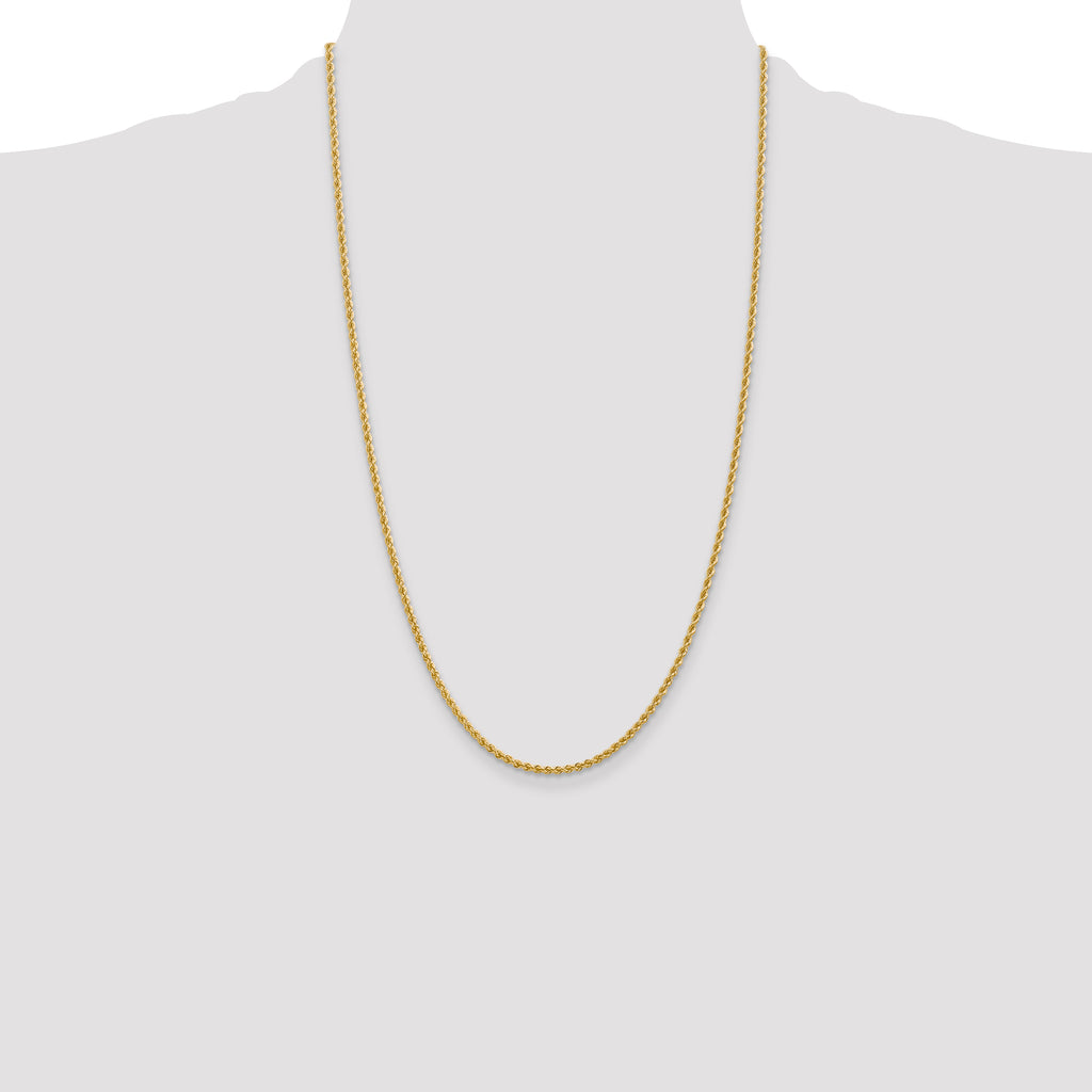 14K 26 inch 2.25mm Regular Rope with Lobster Clasp Chain