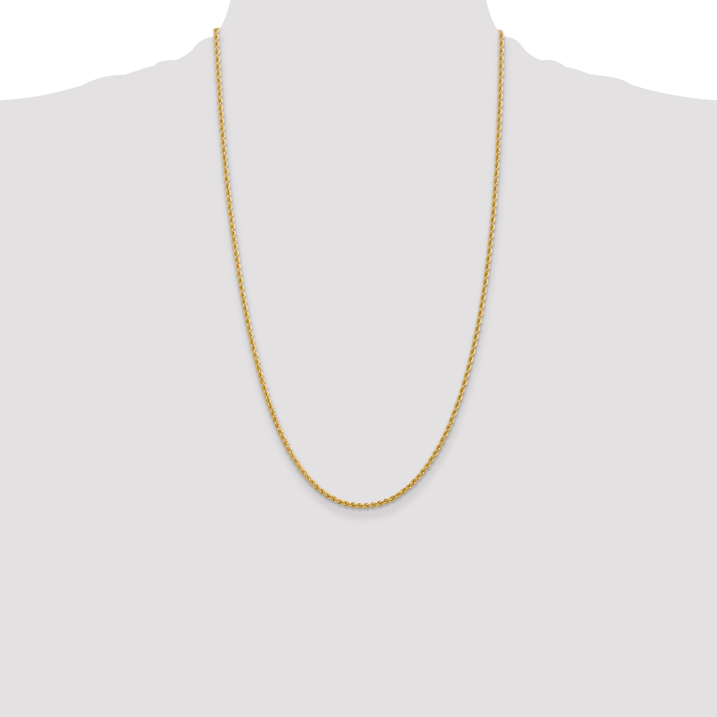 14K 26 inch 2.25mm Regular Rope with Lobster Clasp Chain