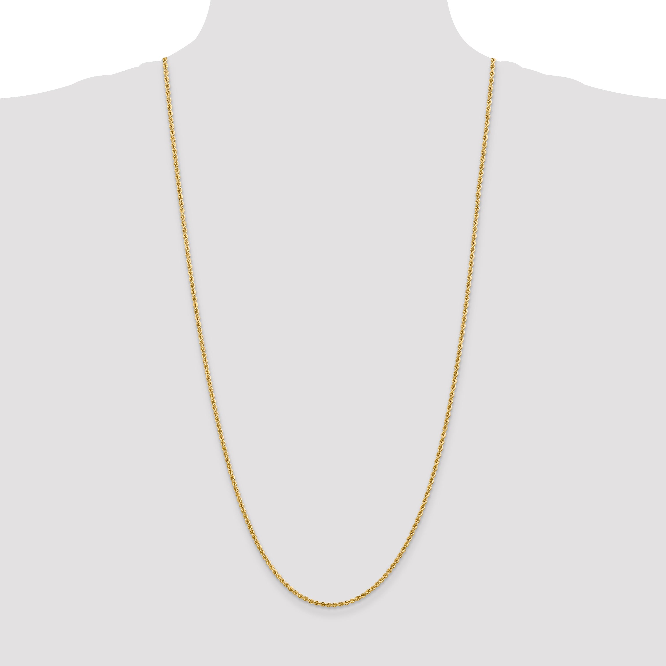 14K 30 inch 2.25mm Regular Rope with Lobster Clasp Chain