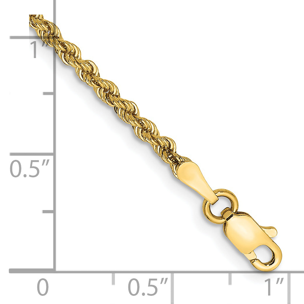 14K 7 inch 2.25mm Regular Rope with Lobster Clasp Chain Secondary image