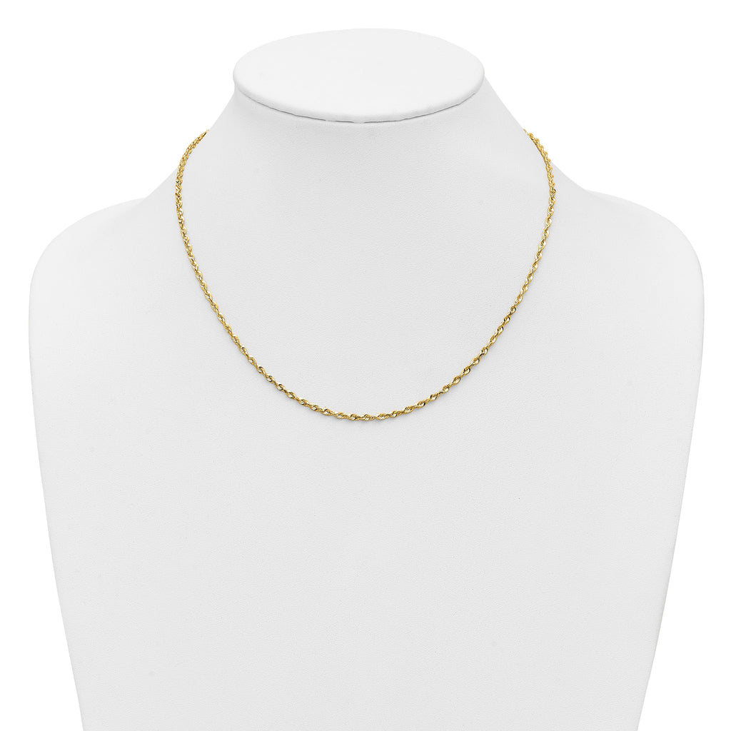Cashmere Rope Necklace in 14K Yellow Gold, 2.25mm Diamond-Cut - Sophia Jewelers