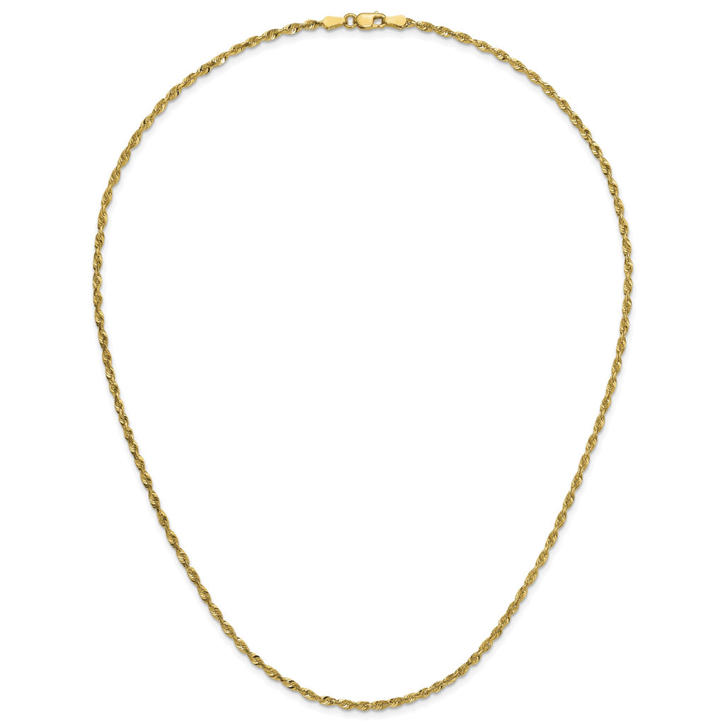 Cashmere Rope Necklace in 14K Yellow Gold, 2.25mm Diamond-Cut - Sophia Jewelers