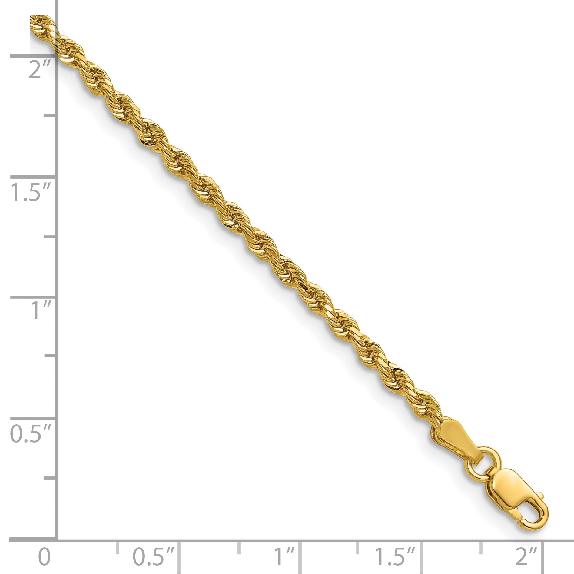 14K 36 inch 2.25mm Diamond-cut Rope with Lobster Clasp Chain