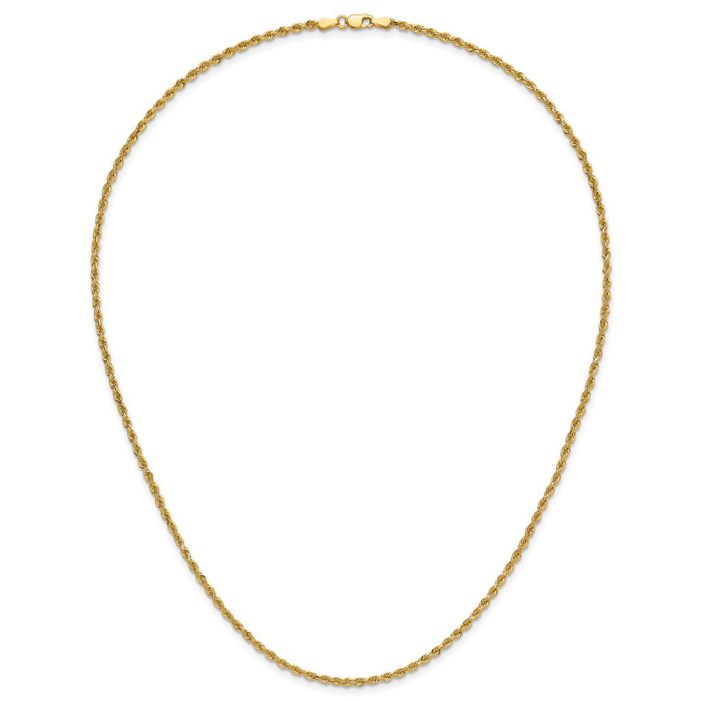 14K 20 inch 2.25mm Diamond-cut Rope with Lobster Clasp Chain