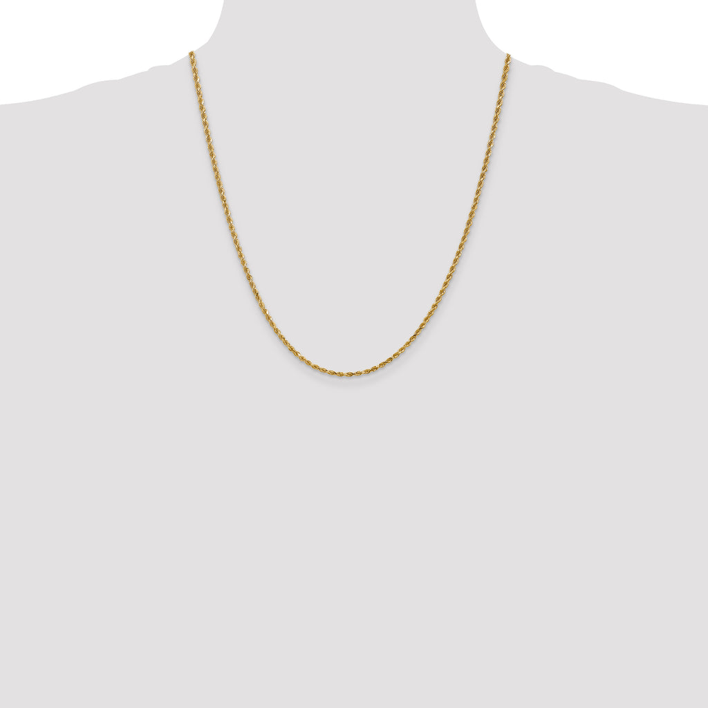 14K 22 inch 2.25mm Diamond-cut Rope with Lobster Clasp Chain