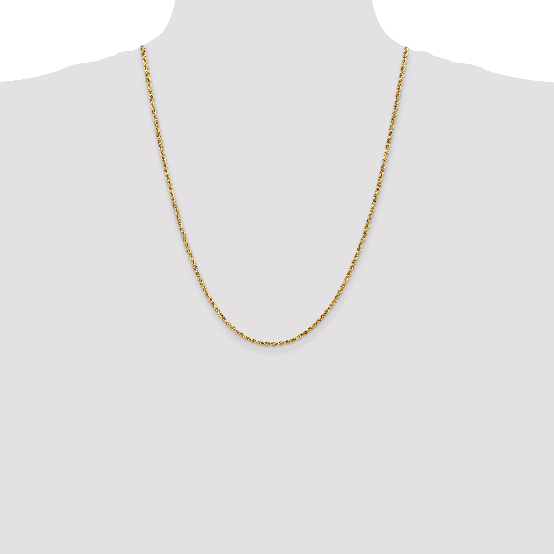14K 24 inch 2.25mm Diamond-cut Rope with Lobster Clasp Chain