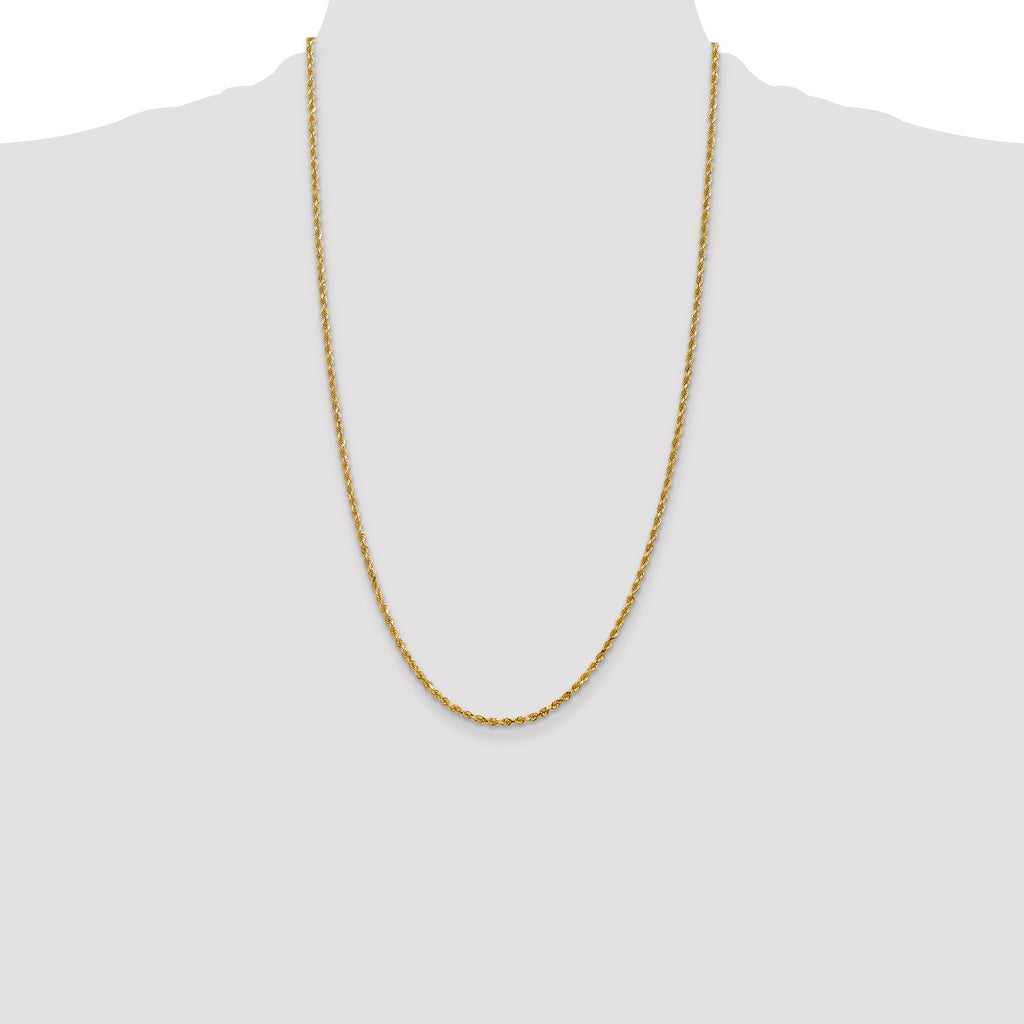 14K 26 inch 2.25mm Diamond-cut Rope with Lobster Clasp Chain
