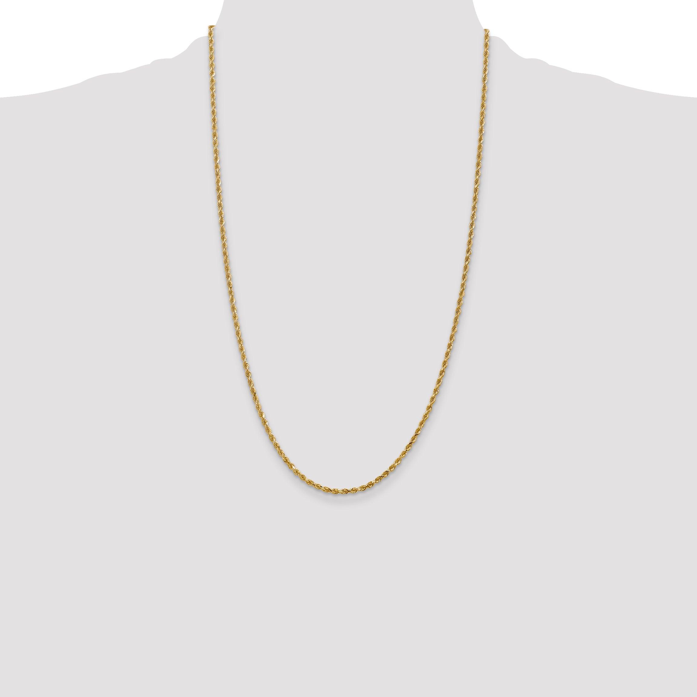 14K 26 inch 2.25mm Diamond-cut Rope with Lobster Clasp Chain