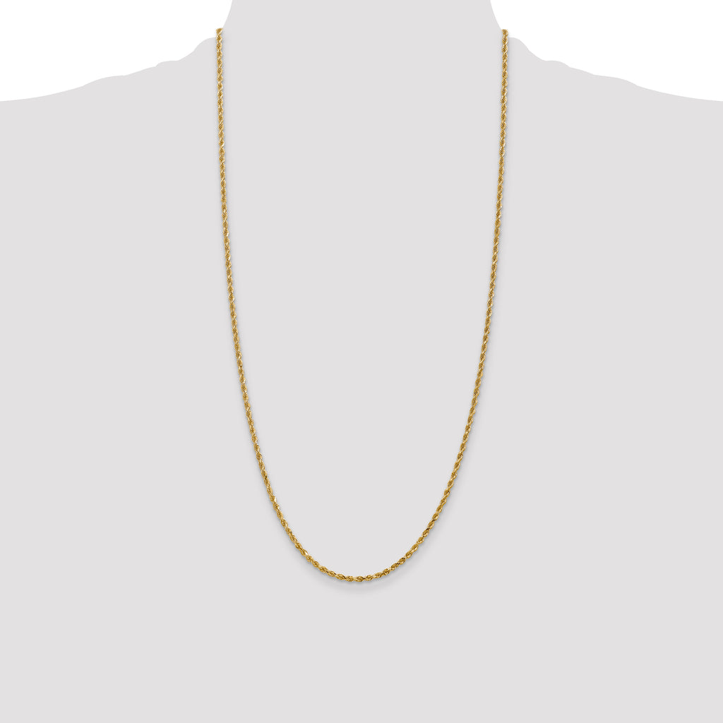 14K 28 inch 2.25mm Diamond-cut Rope with Lobster Clasp Chain