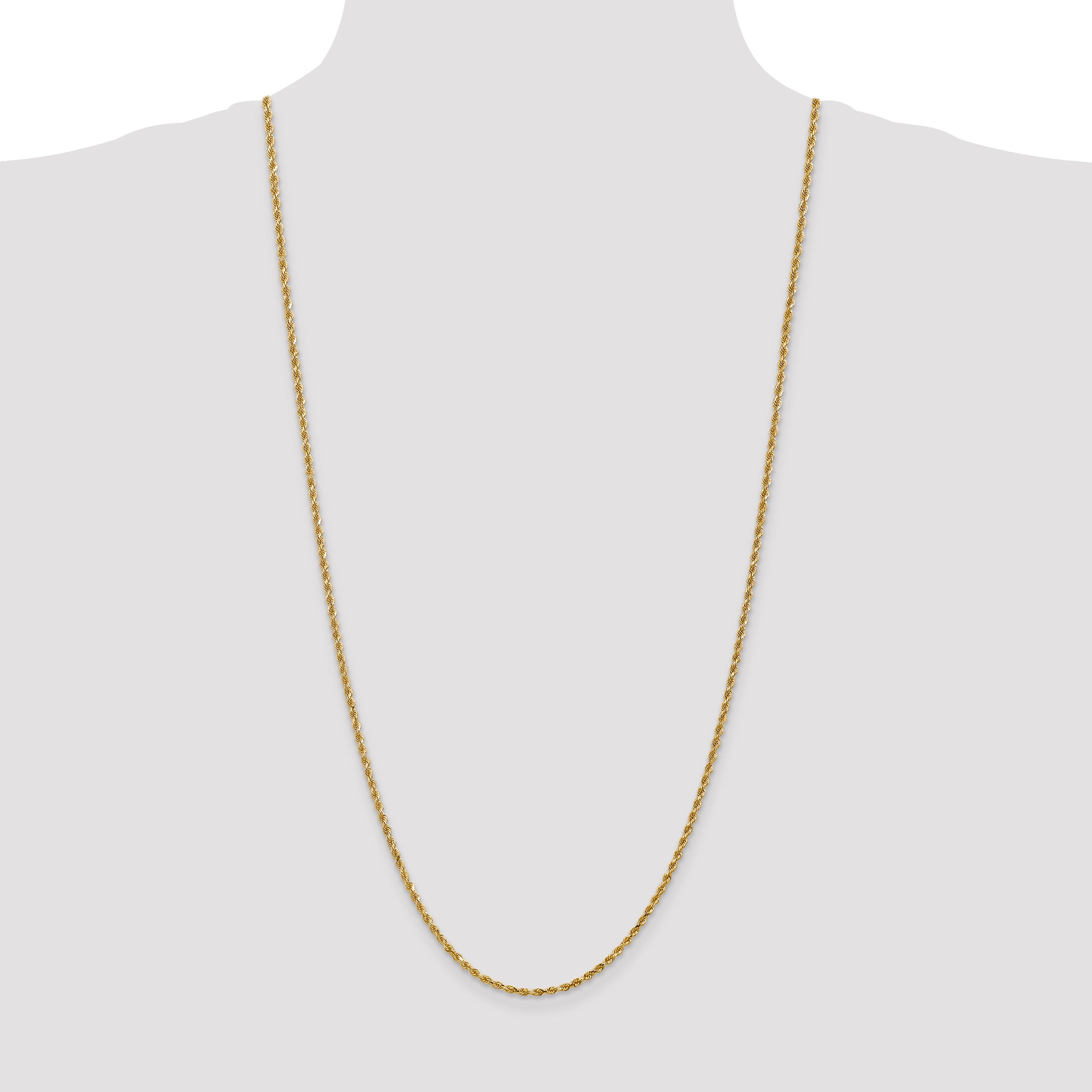 14K 30 inch 2.25mm Diamond-cut Rope with Lobster Clasp Chain
