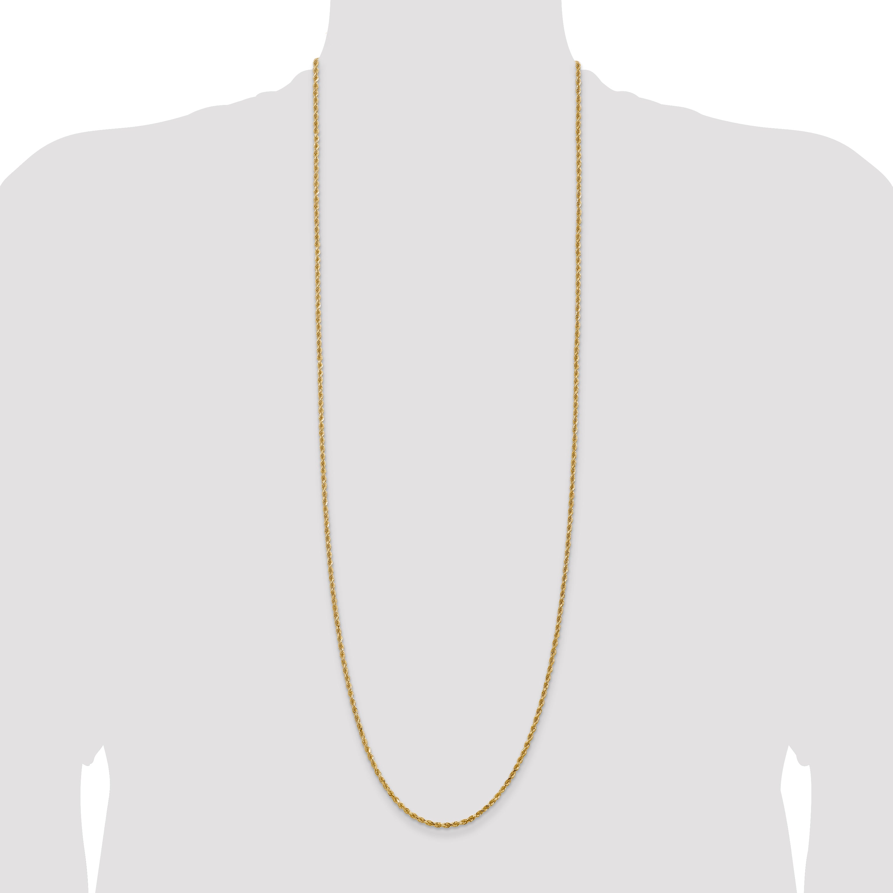 14K 36 inch 2.25mm Diamond-cut Rope with Lobster Clasp Chain