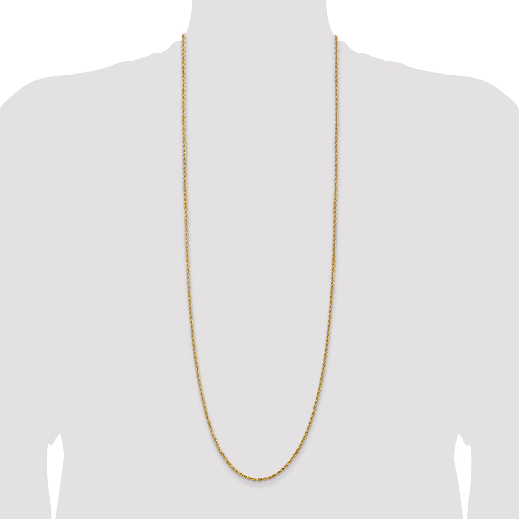 14K 36 inch 2.25mm Diamond-cut Rope with Lobster Clasp Chain