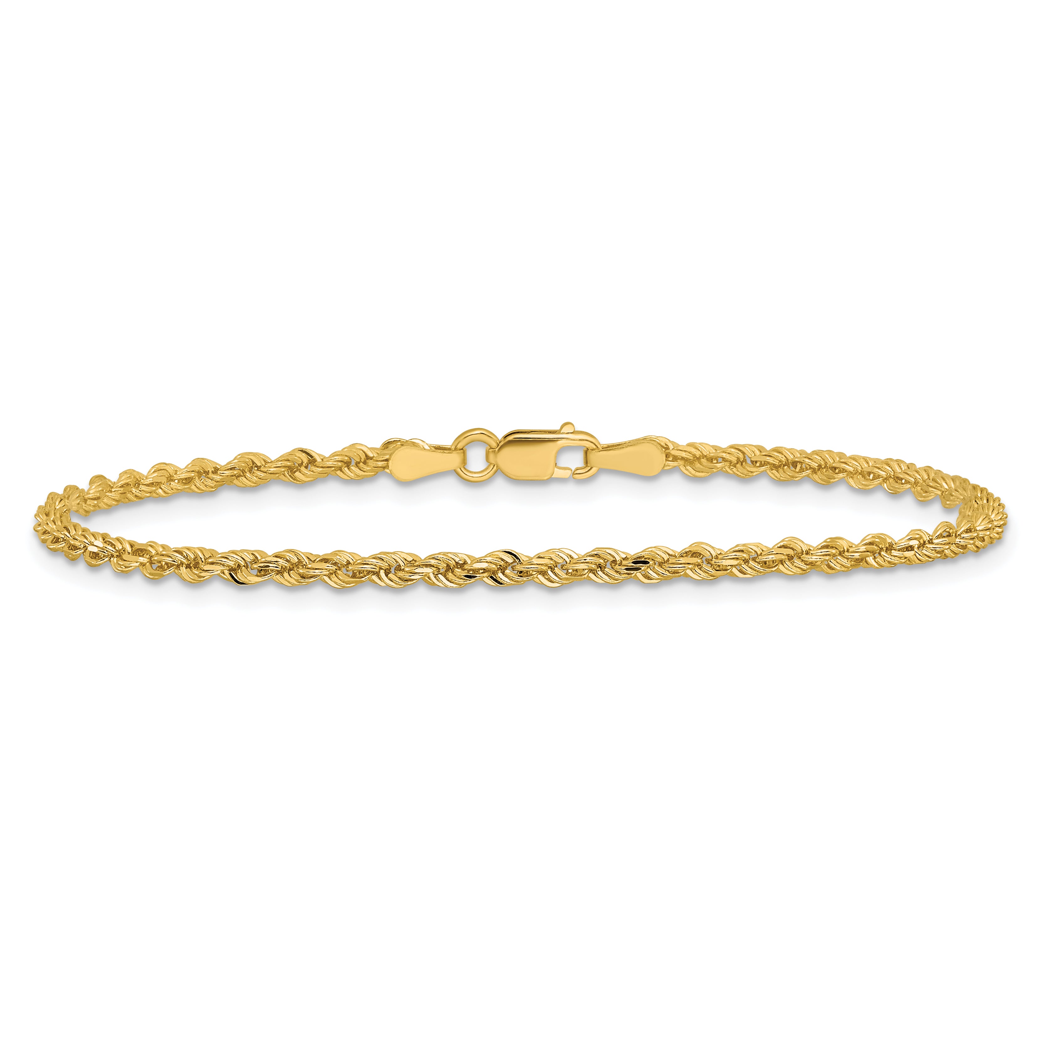 14K 9 inch 2.25mm Diamond-cut Rope with Lobster Clasp Anklet