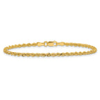 14K 9 inch 2.25mm Diamond-cut Rope with Lobster Clasp Anklet