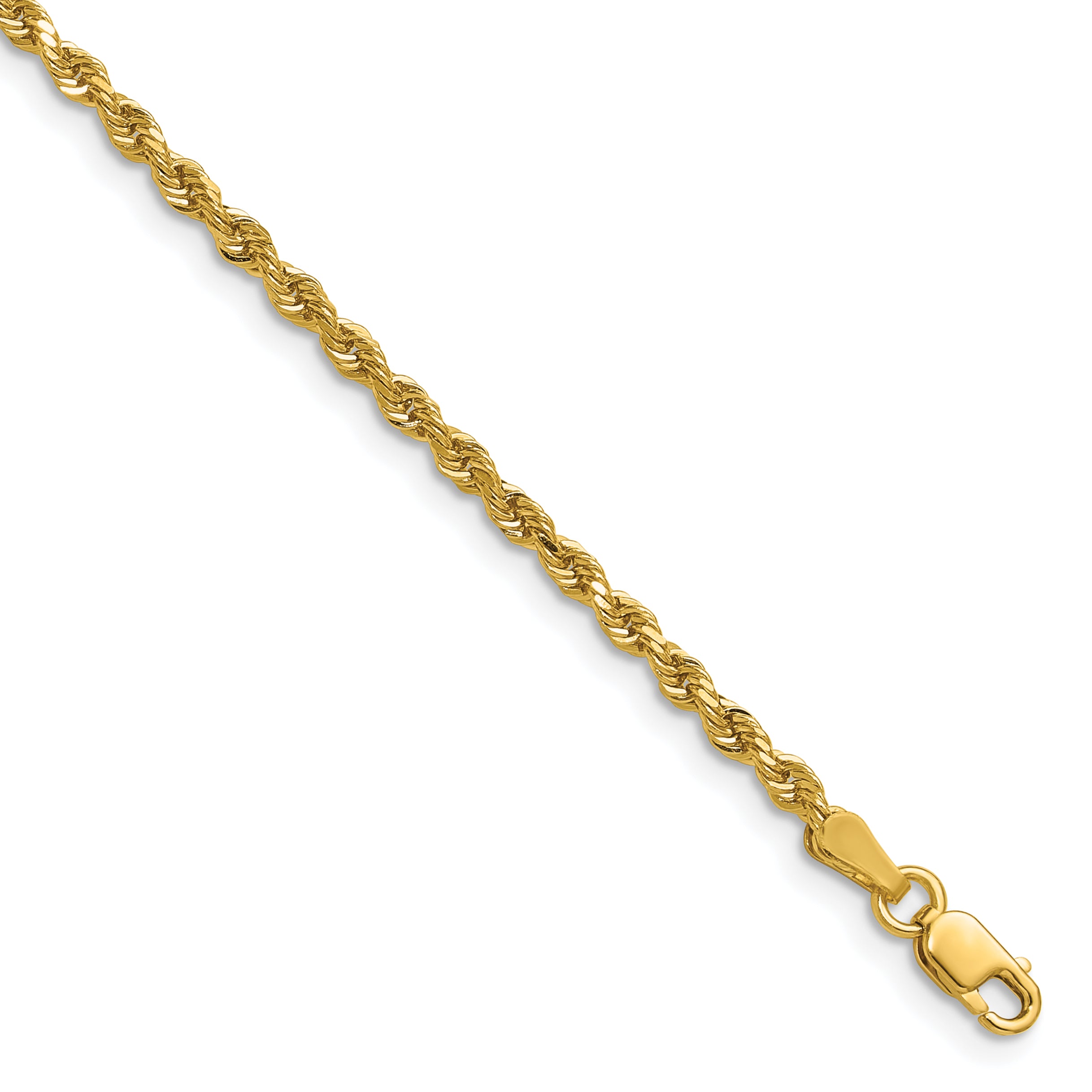 14K 36 inch 2.25mm Diamond-cut Rope with Lobster Clasp Chain