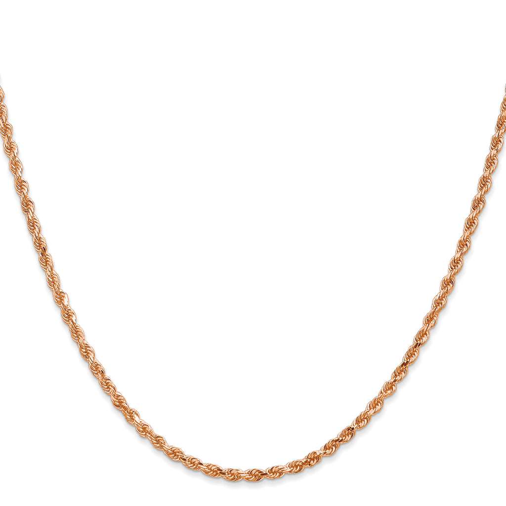 14K Rose Gold 30 inch 2.25mm Diamond-cut Rope with Lobster Clasp Chain