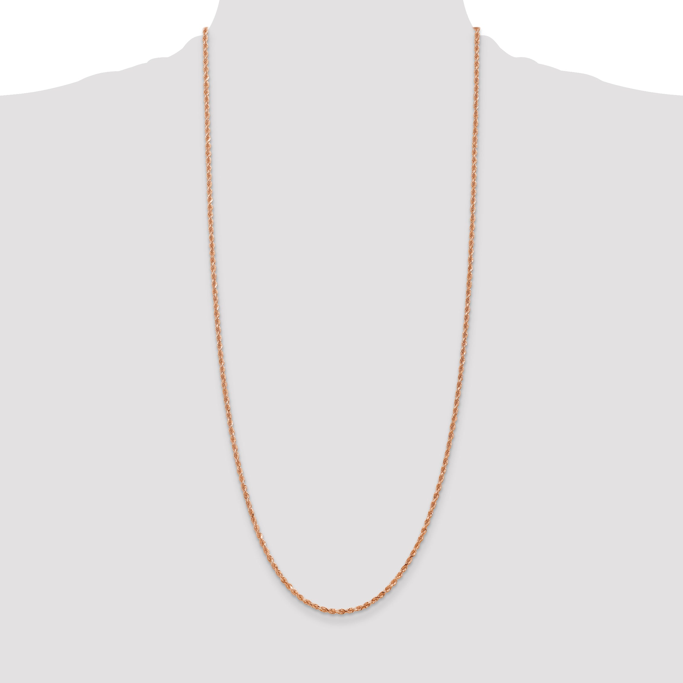 14K Rose Gold 30 inch 2.25mm Diamond-cut Rope with Lobster Clasp Chain