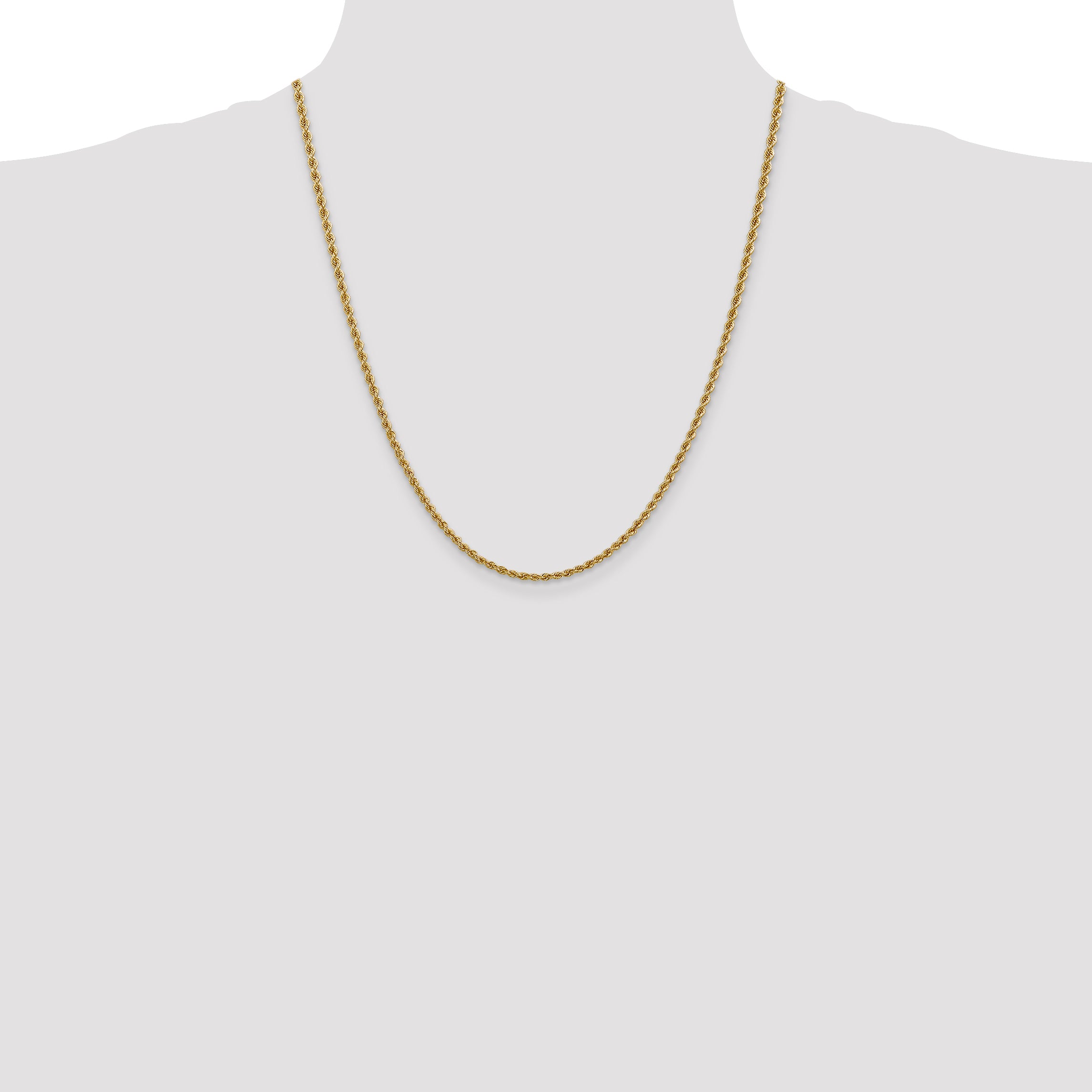 14K 22 inch 2.5mm Regular Rope with Lobster Clasp Chain
