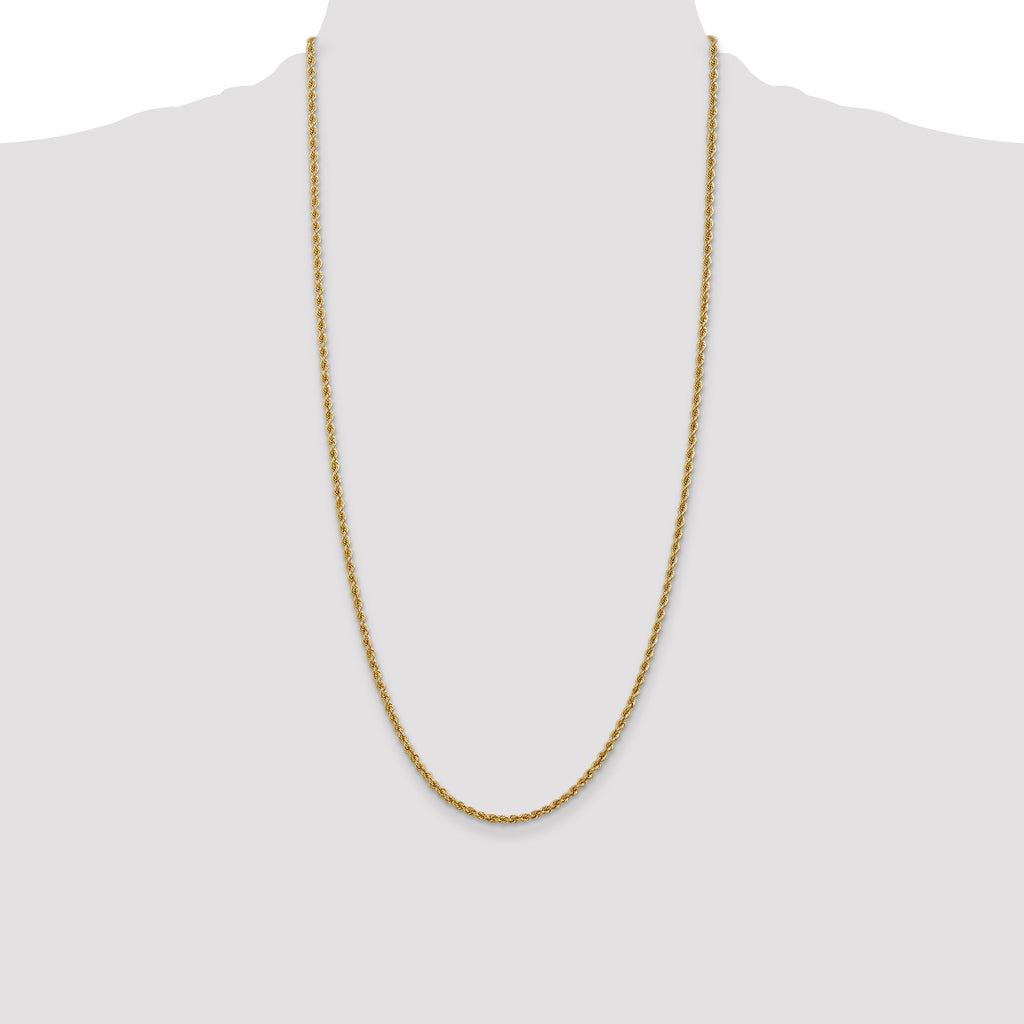 14K 28 inch 2.5mm Regular Rope with Lobster Clasp Chain