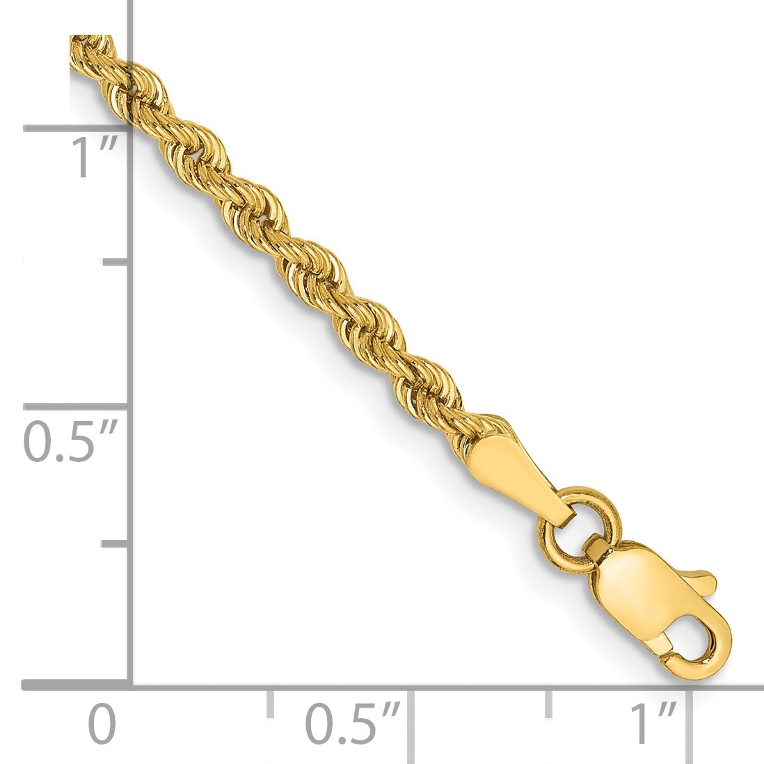 14K 7 inch 2.5mm Regular Rope with Lobster Clasp Chain Secondary image