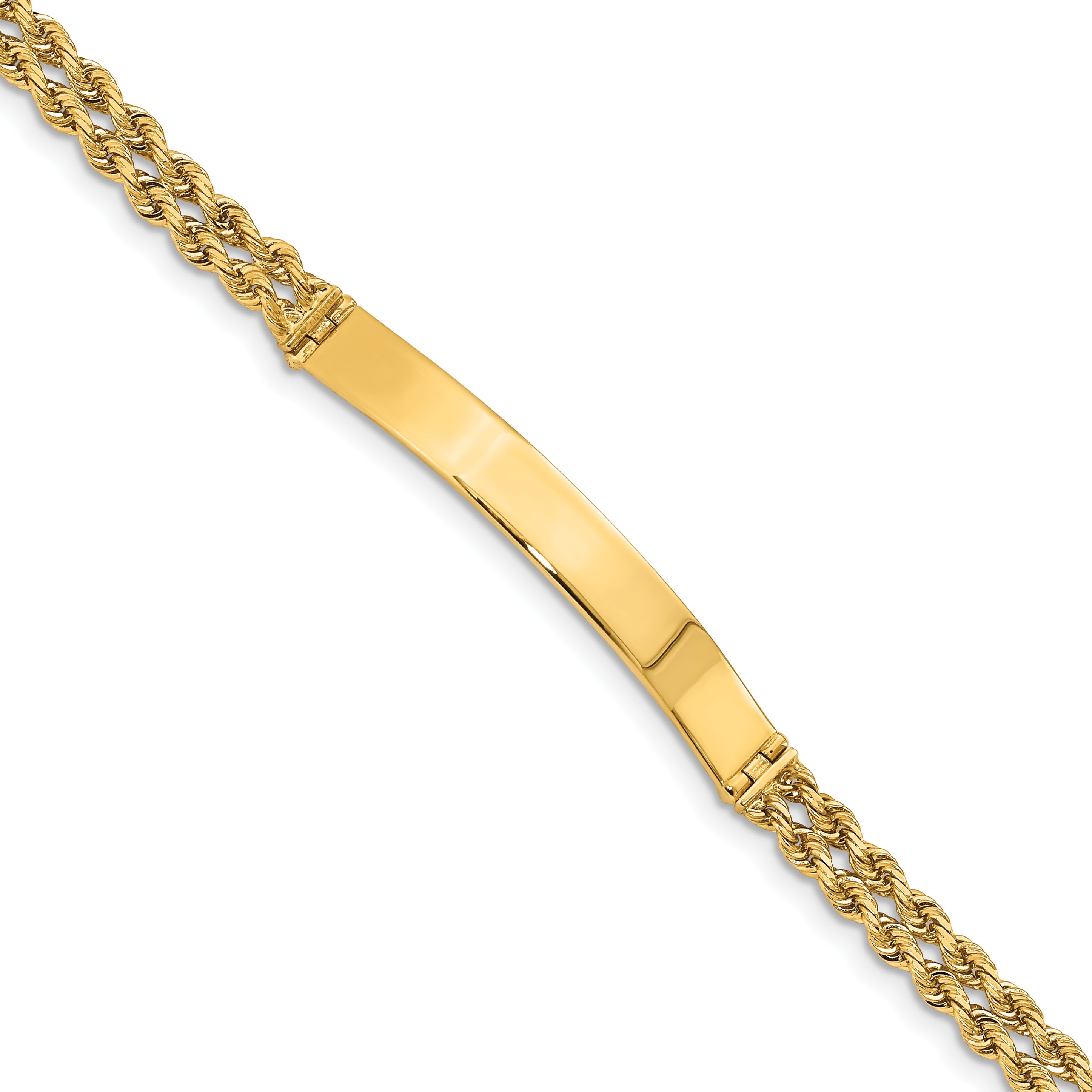 14k Polished Solid Chain/Solid Plate Two-Strand Rope 39.5x5mm Plate 8 inch ID Bracelet Main image