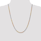 14K Tri-colored 24 inch 2.5mm Diamond-cut Rope with Lobster Clasp Chain